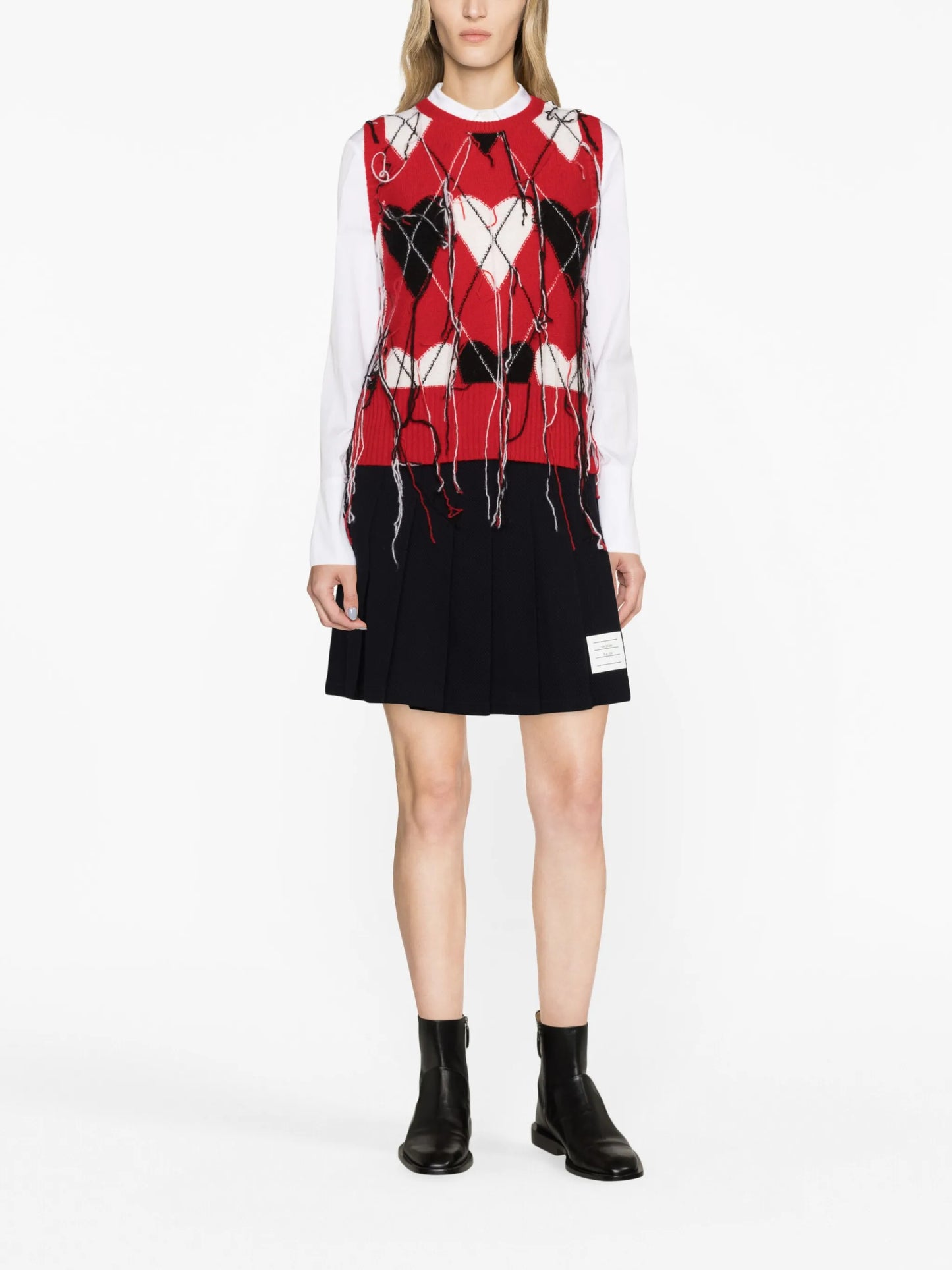 pleated cotton miniskirt