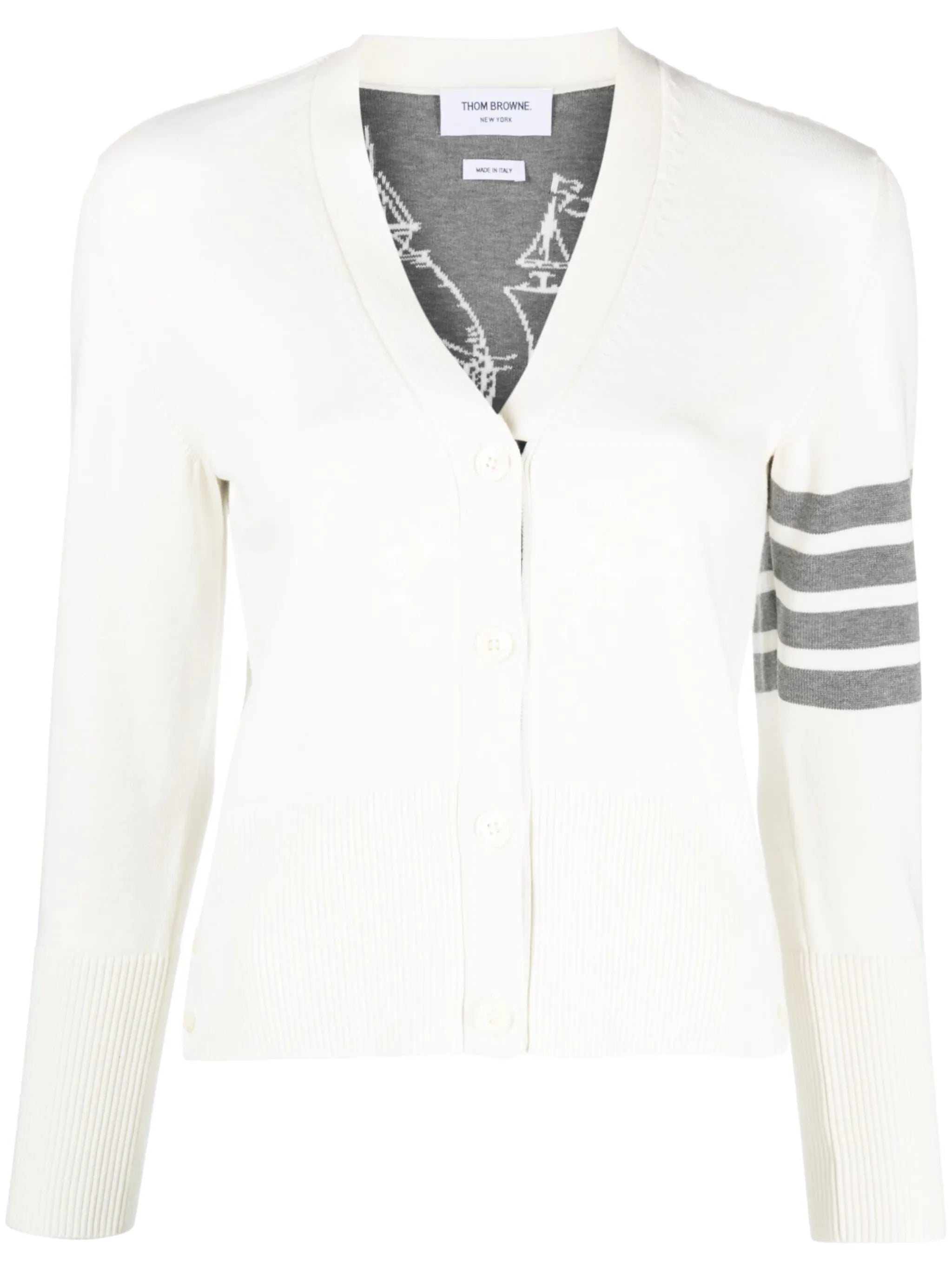 4-Bar ship intarsia cardigan