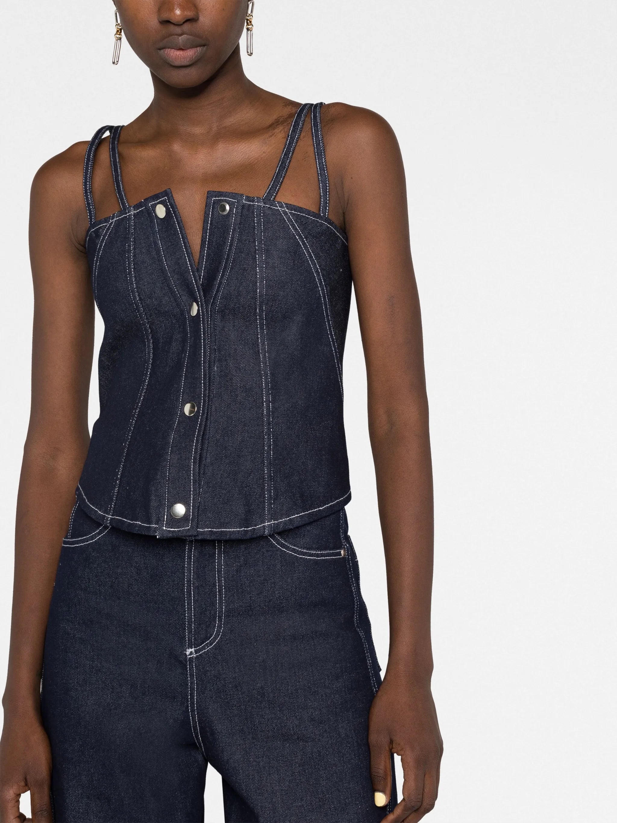 Sleeveless denim top