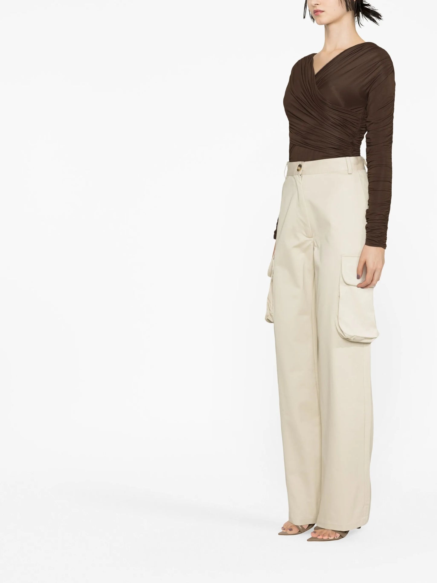 high-waisted cargo trousers
