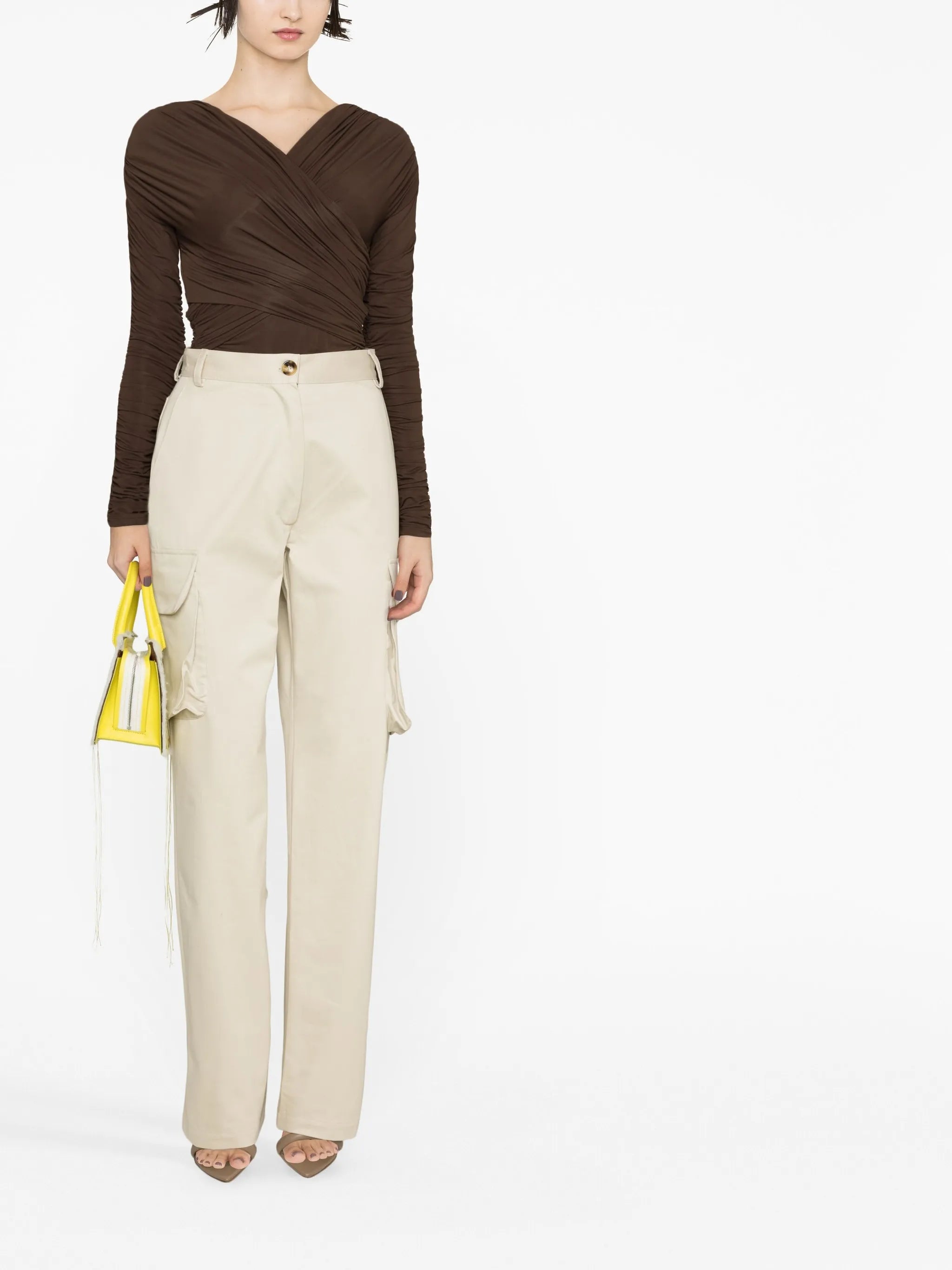 high-waisted cargo trousers