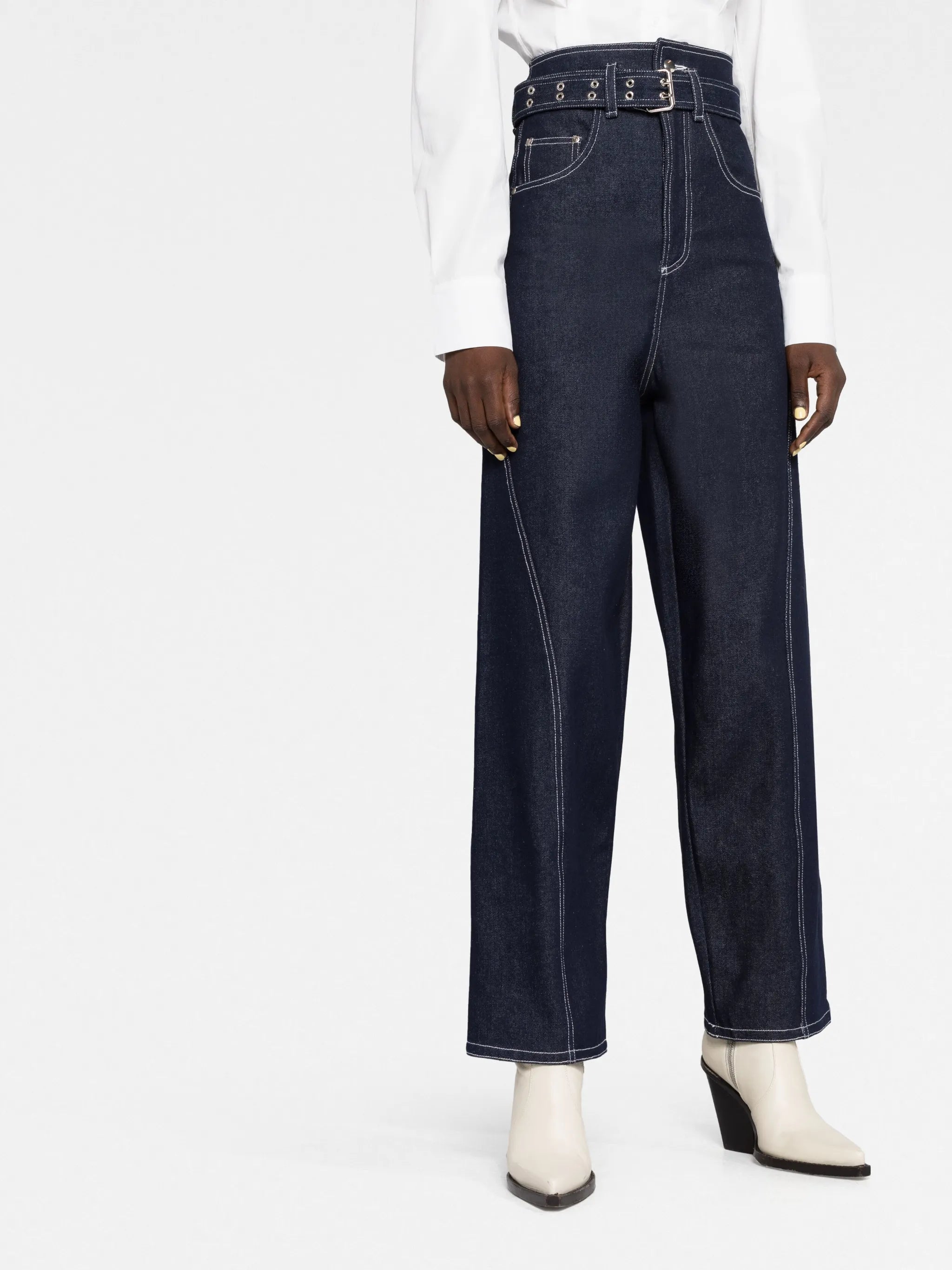 high waist straight-leg jeans