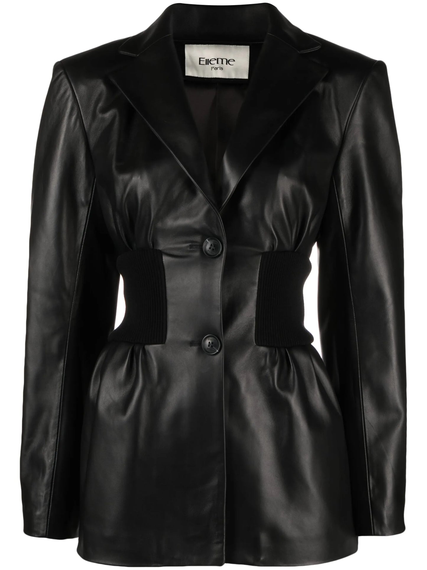 Rib leather jacket