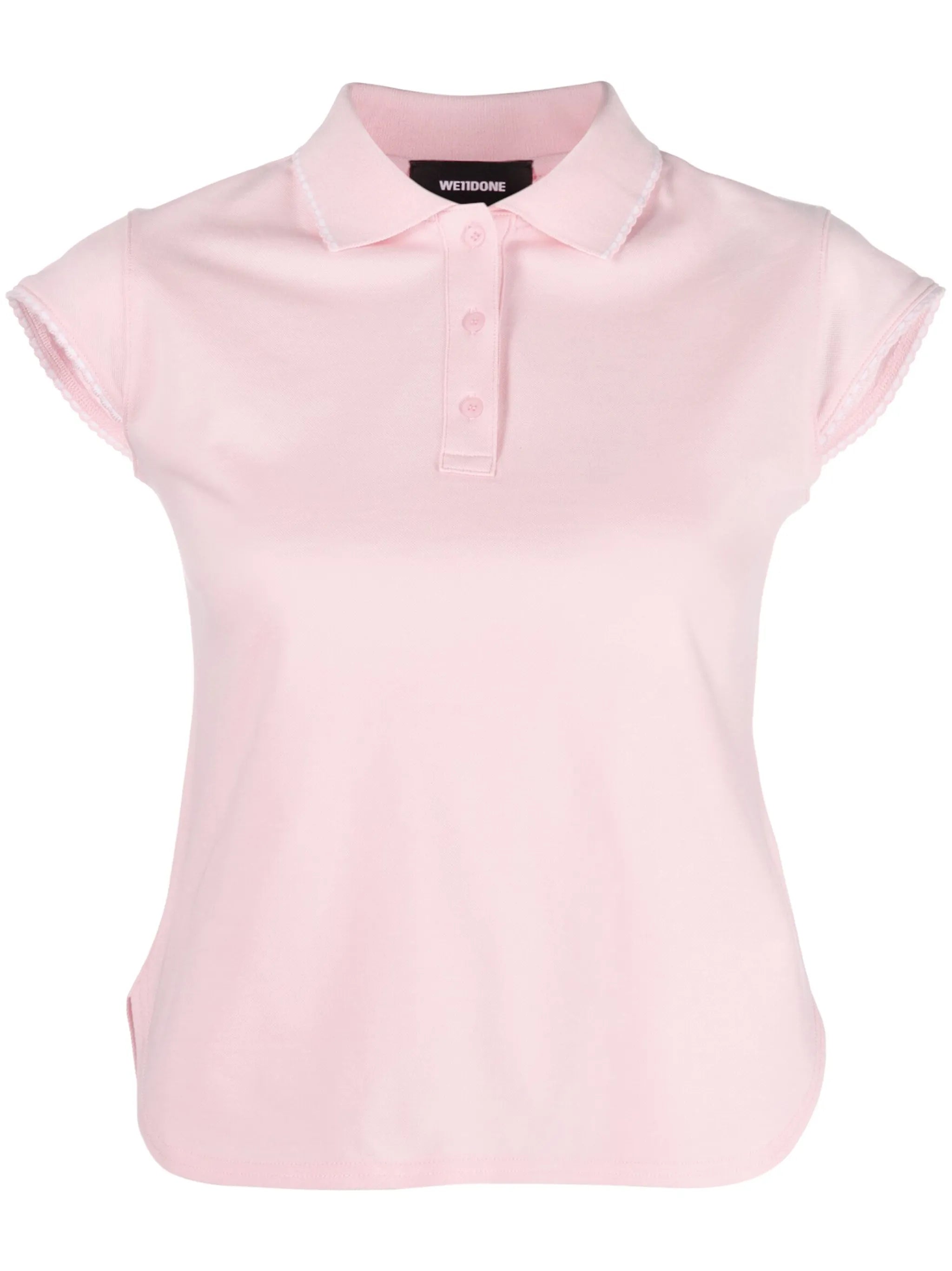 lace-trim piqué polo top