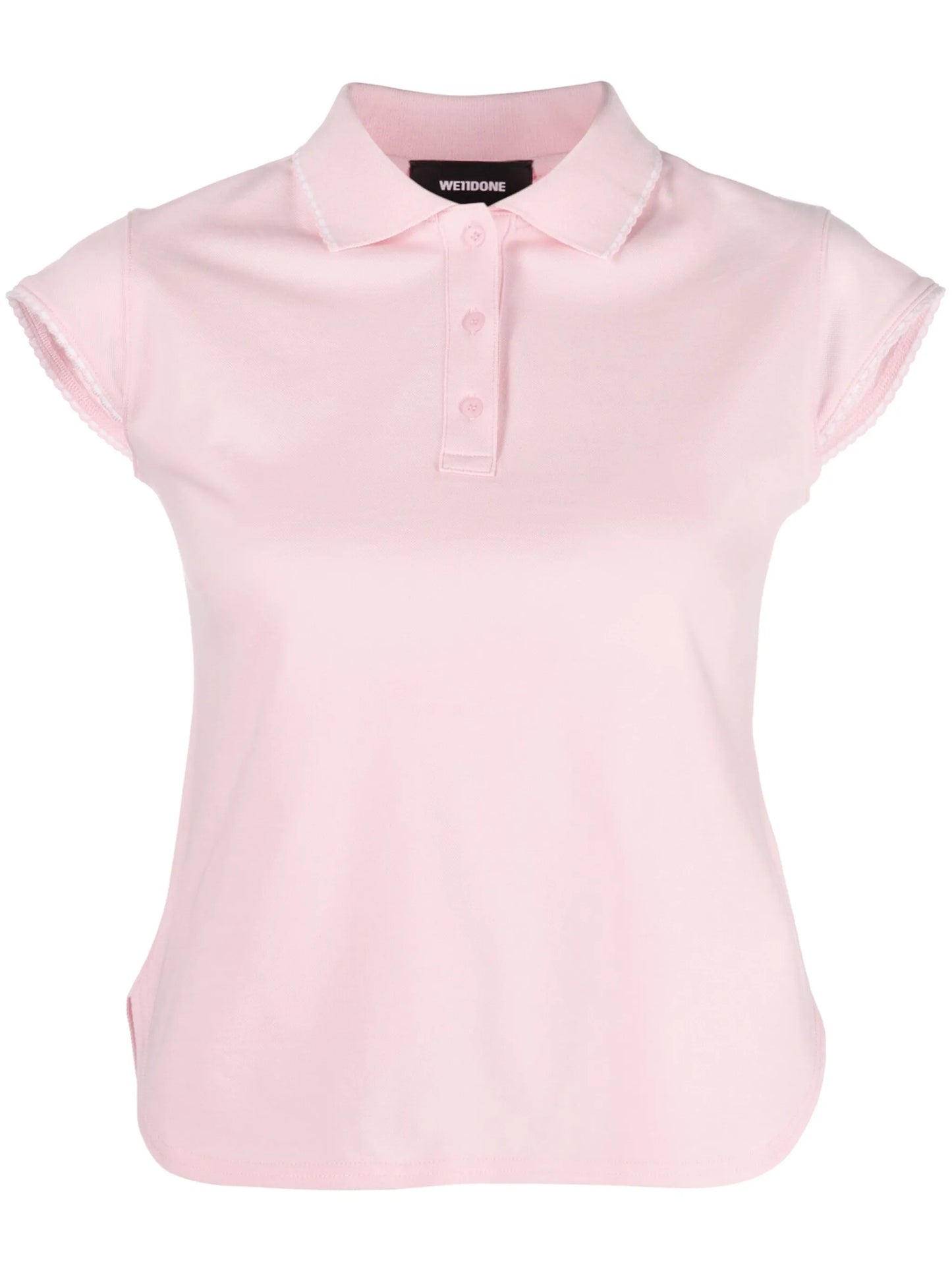 lace-trim piqué polo top