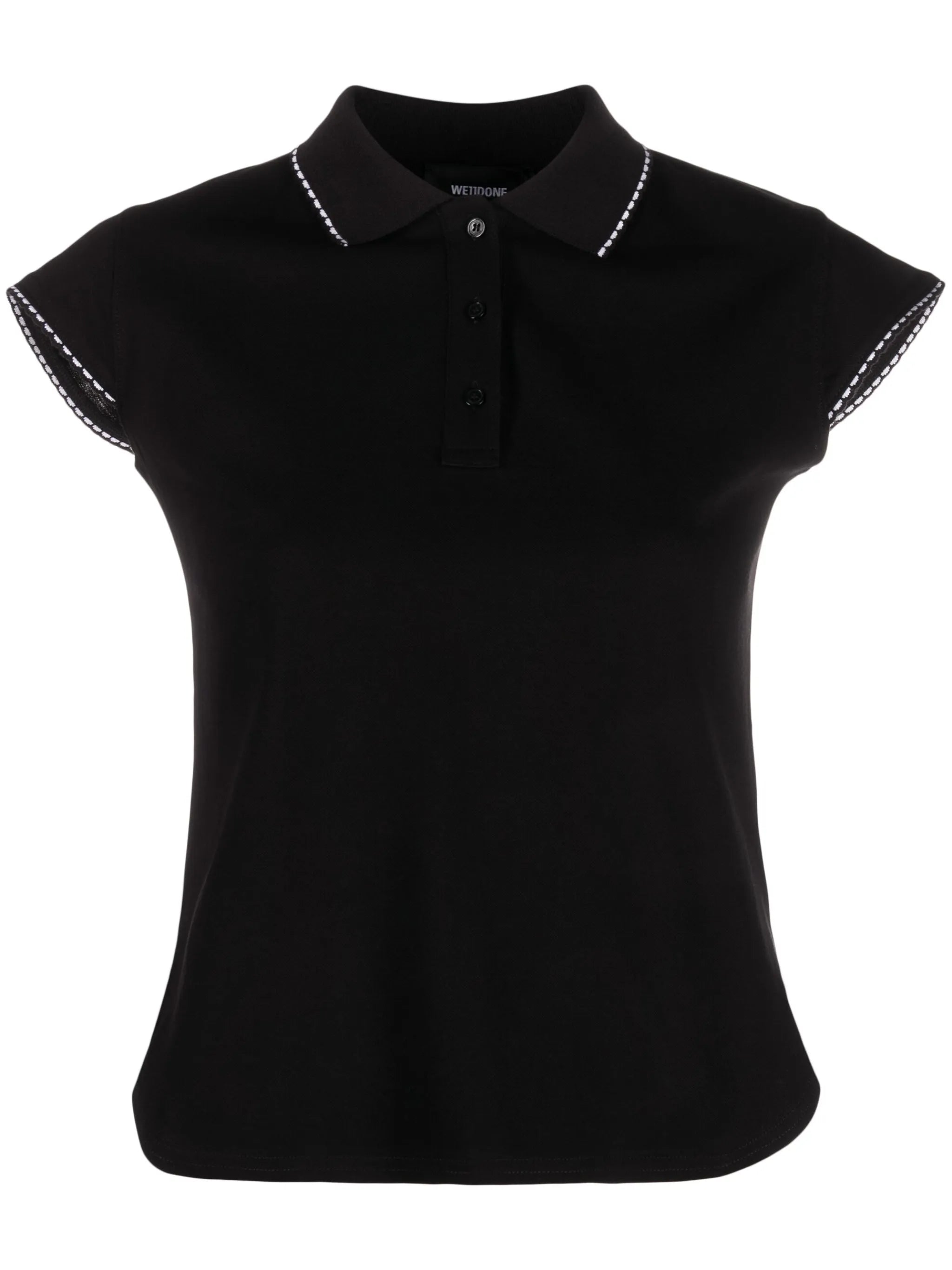 lace-trim cotton polo top