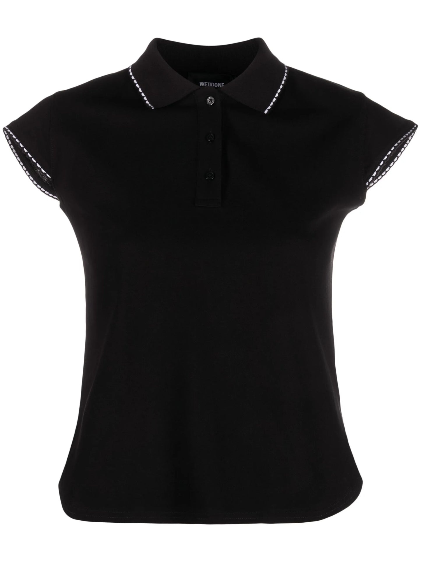 lace-trim cotton polo top
