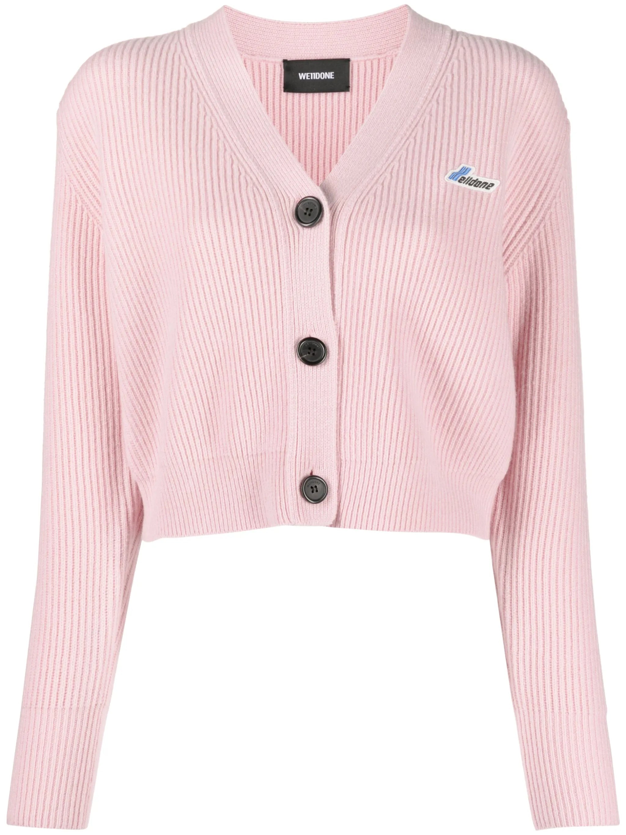 V-neck button-fastening cardigan