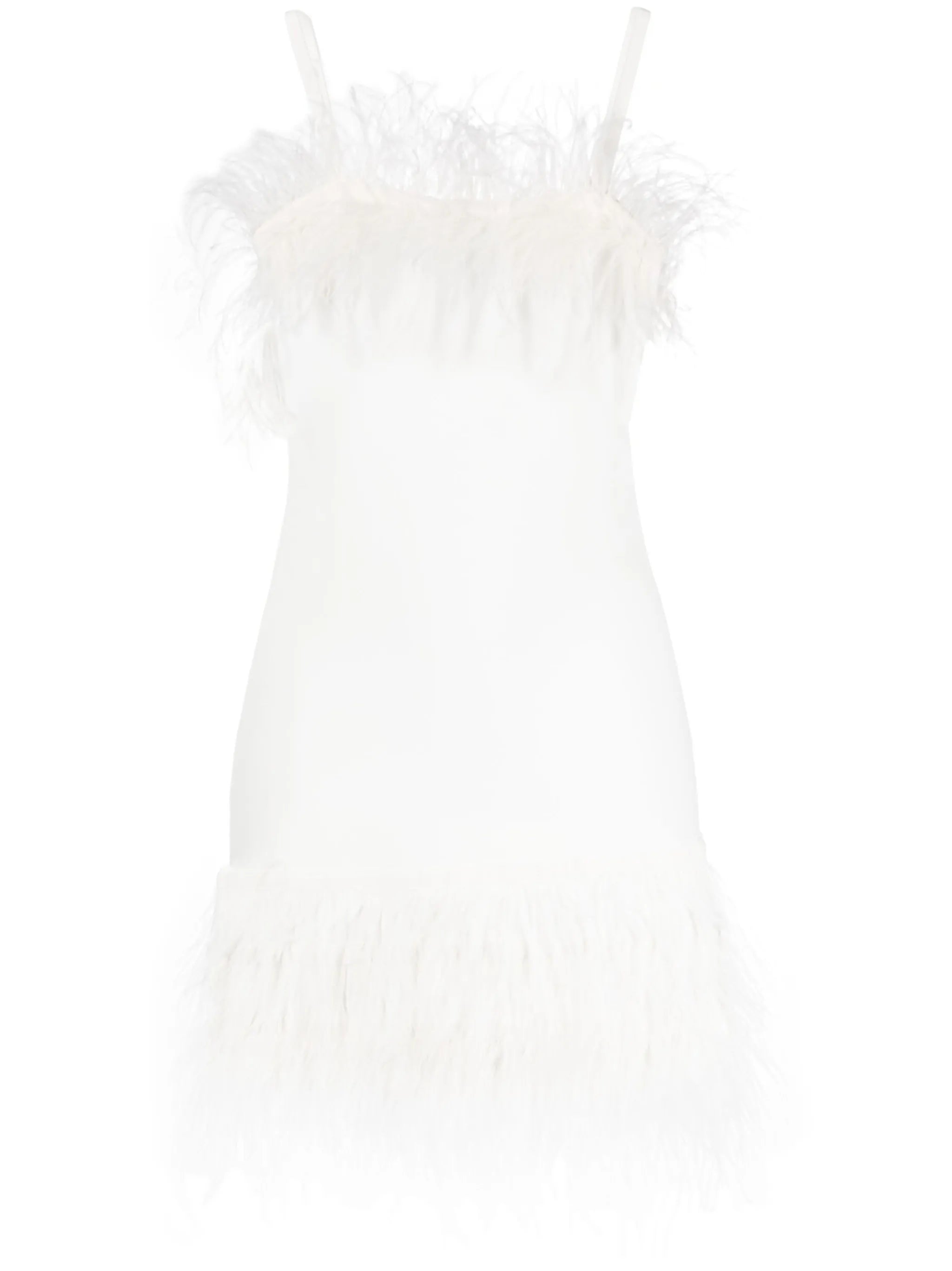 feather-trim mini dress