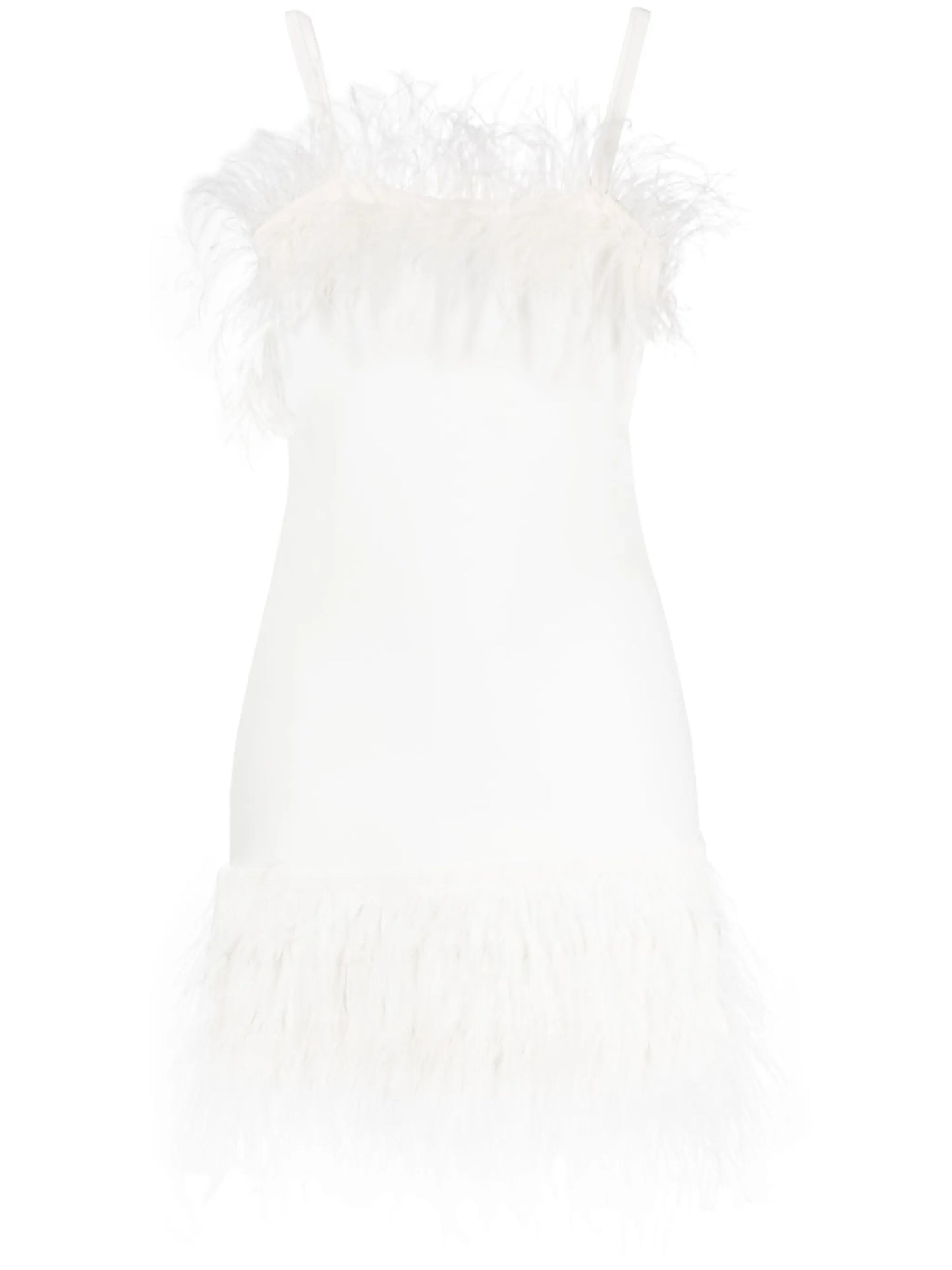 feather-trim mini dress