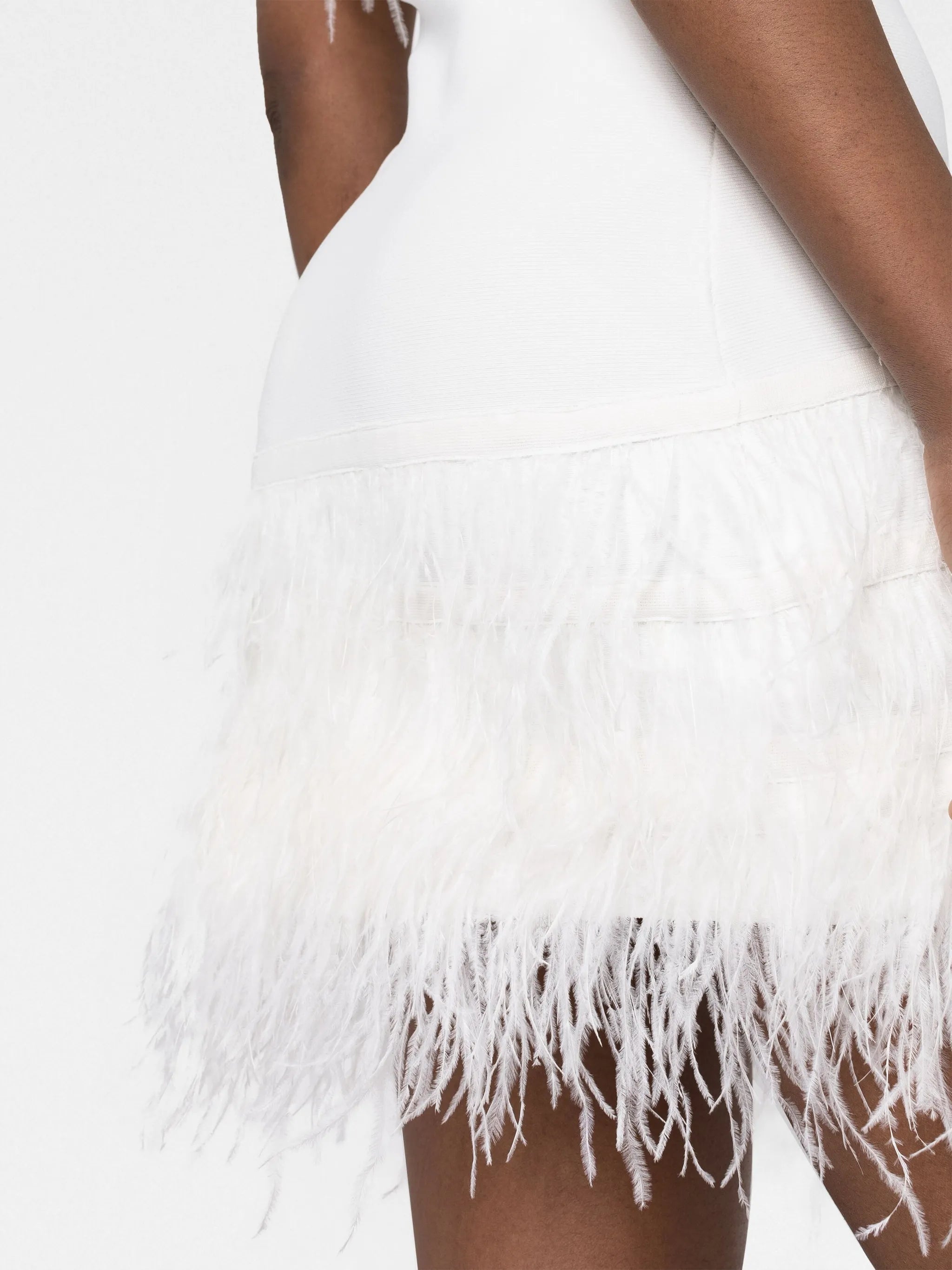 feather-trim mini dress