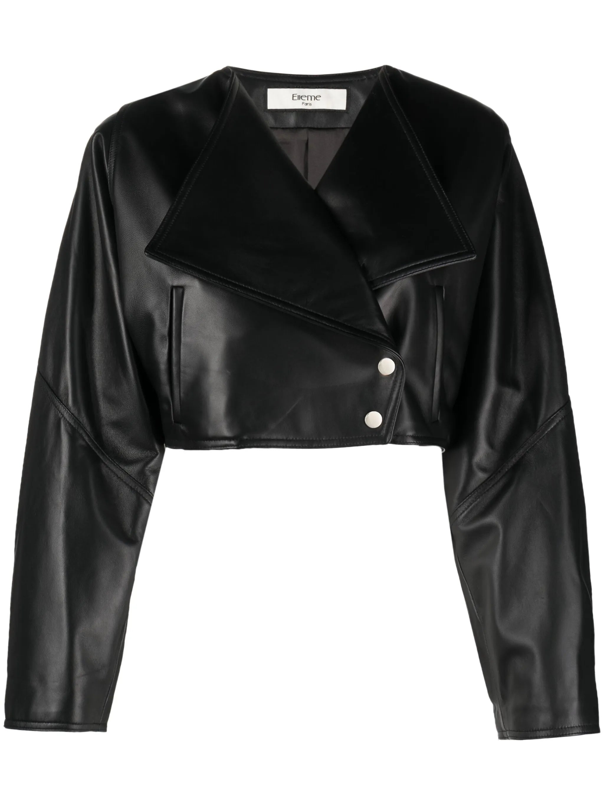 cropped panelled leather jacket