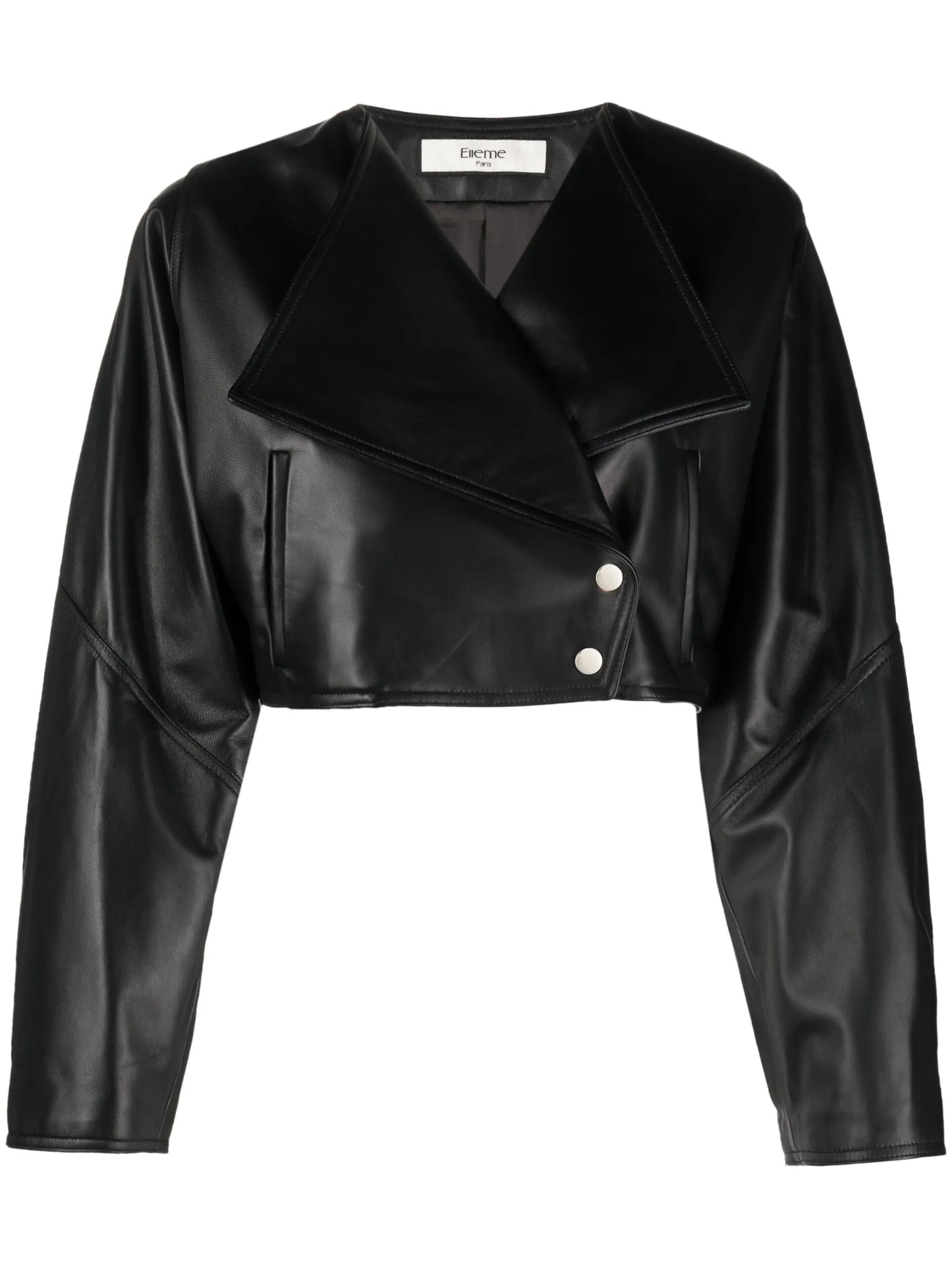 cropped panelled leather jacket