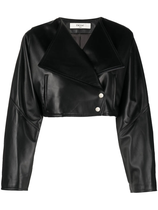 cropped panelled leather jacket