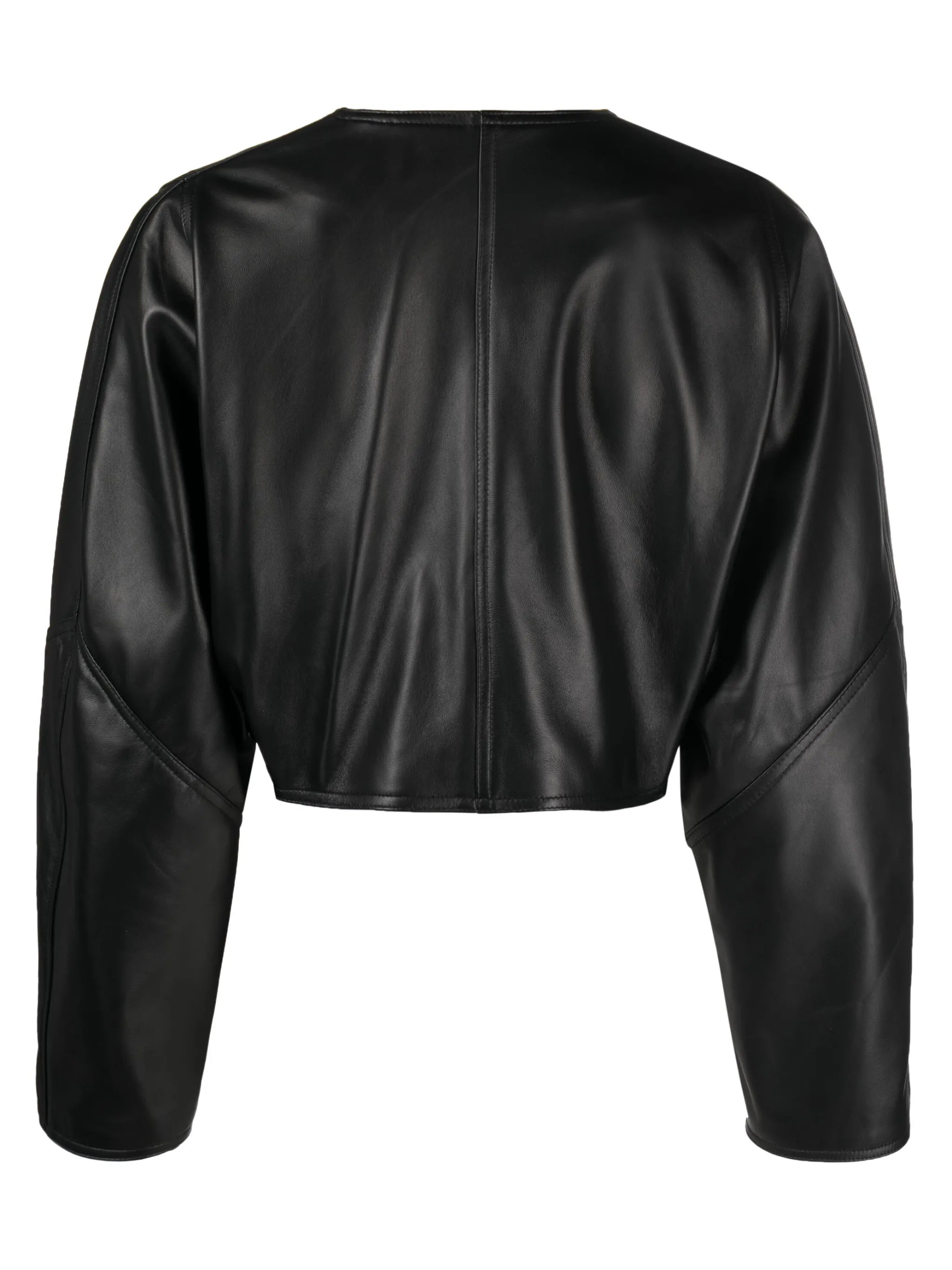 cropped panelled leather jacket