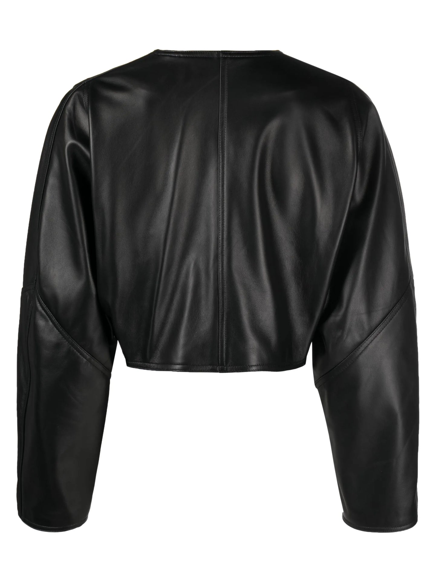 cropped panelled leather jacket