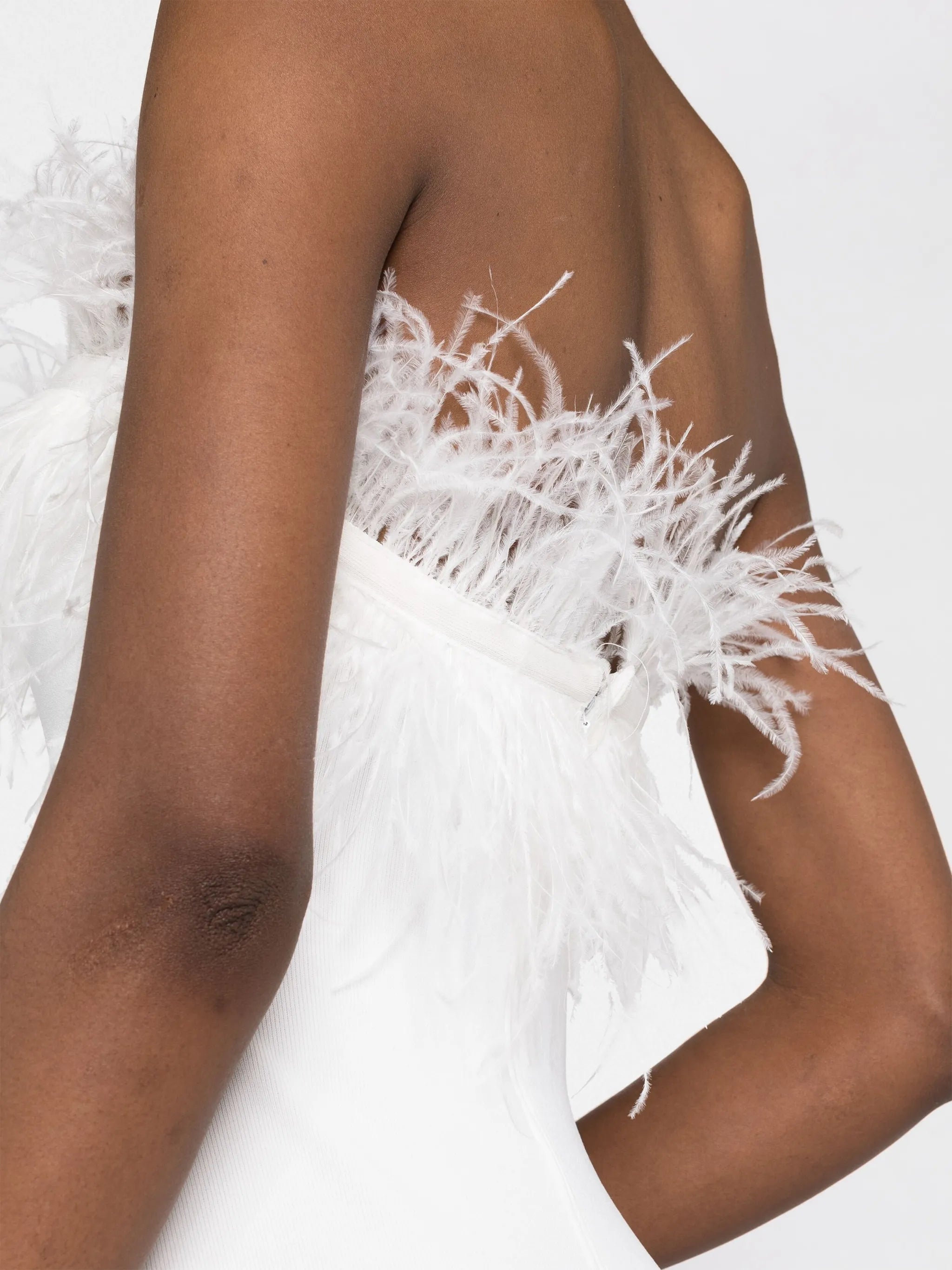 Nellie feather-trim midi dress