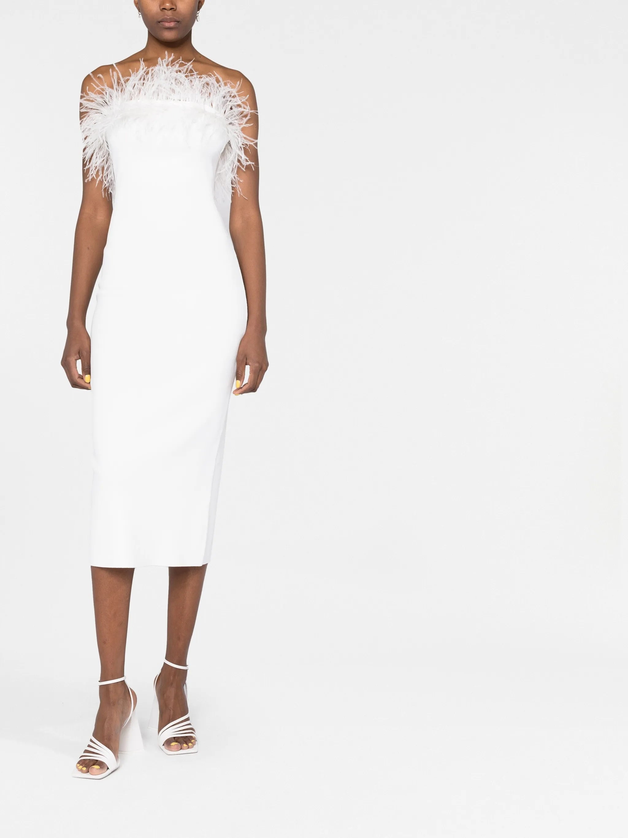 Nellie feather-trim midi dress