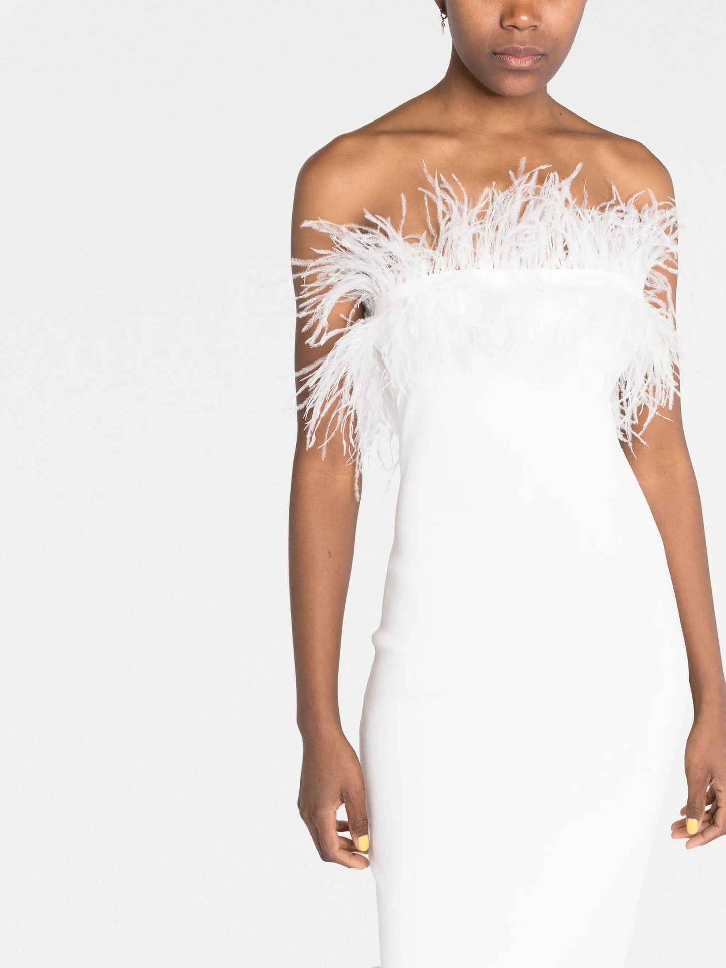 Nellie feather-trim midi dress