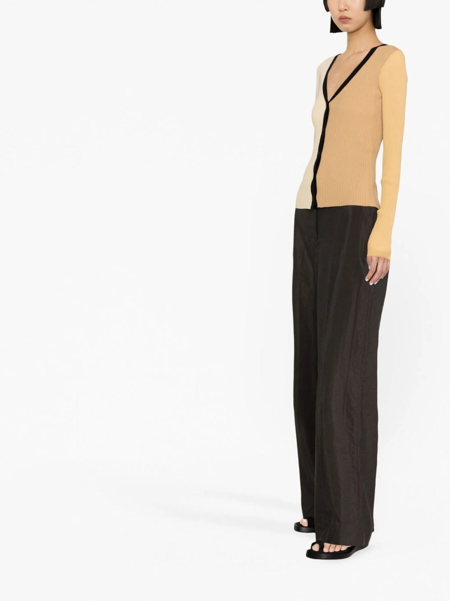 color-block ribbed knit cardigan