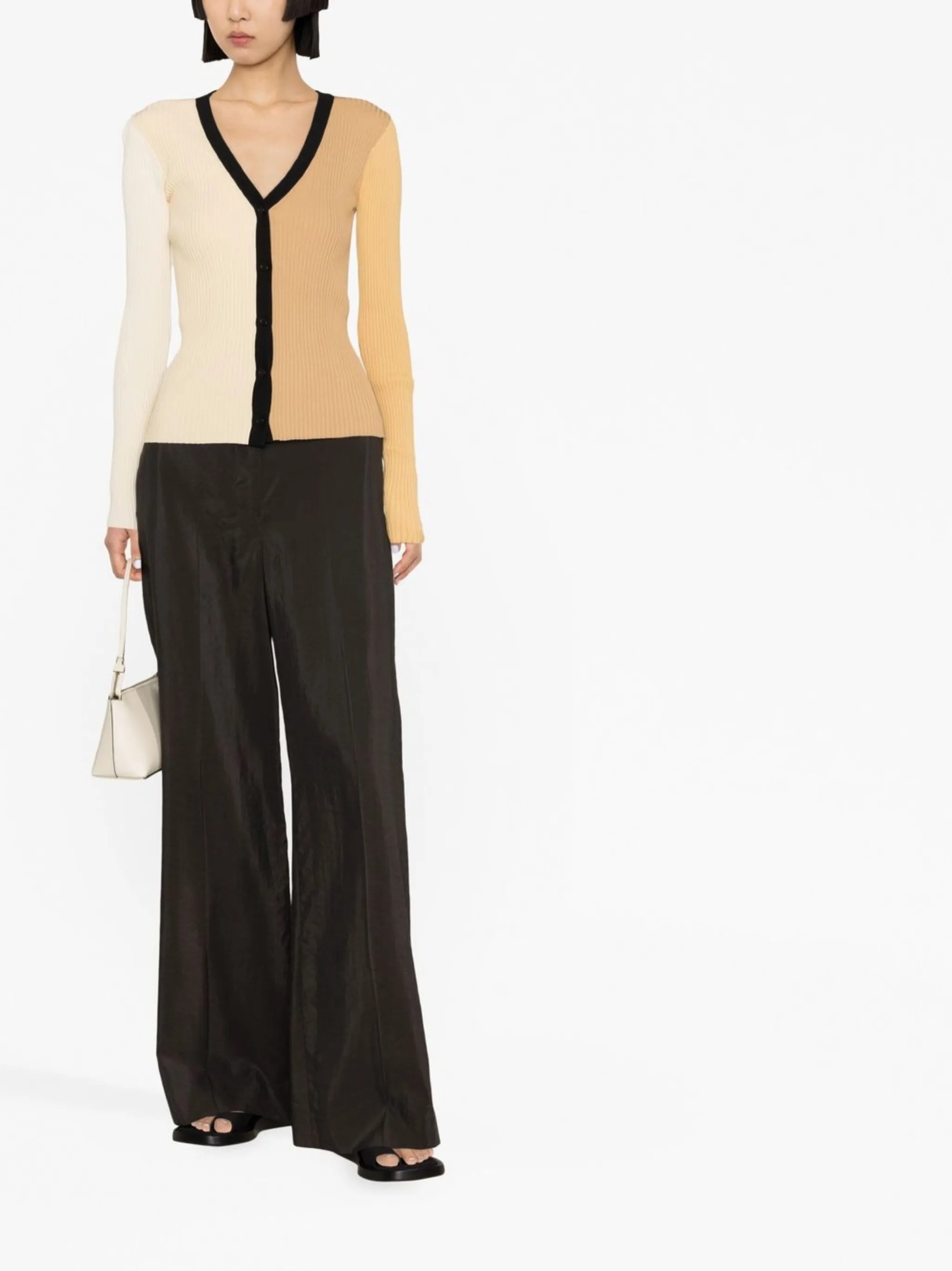 color-block ribbed knit cardigan