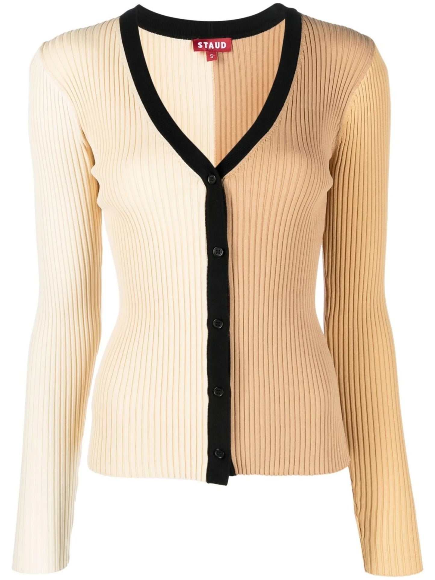 color-block ribbed knit cardigan