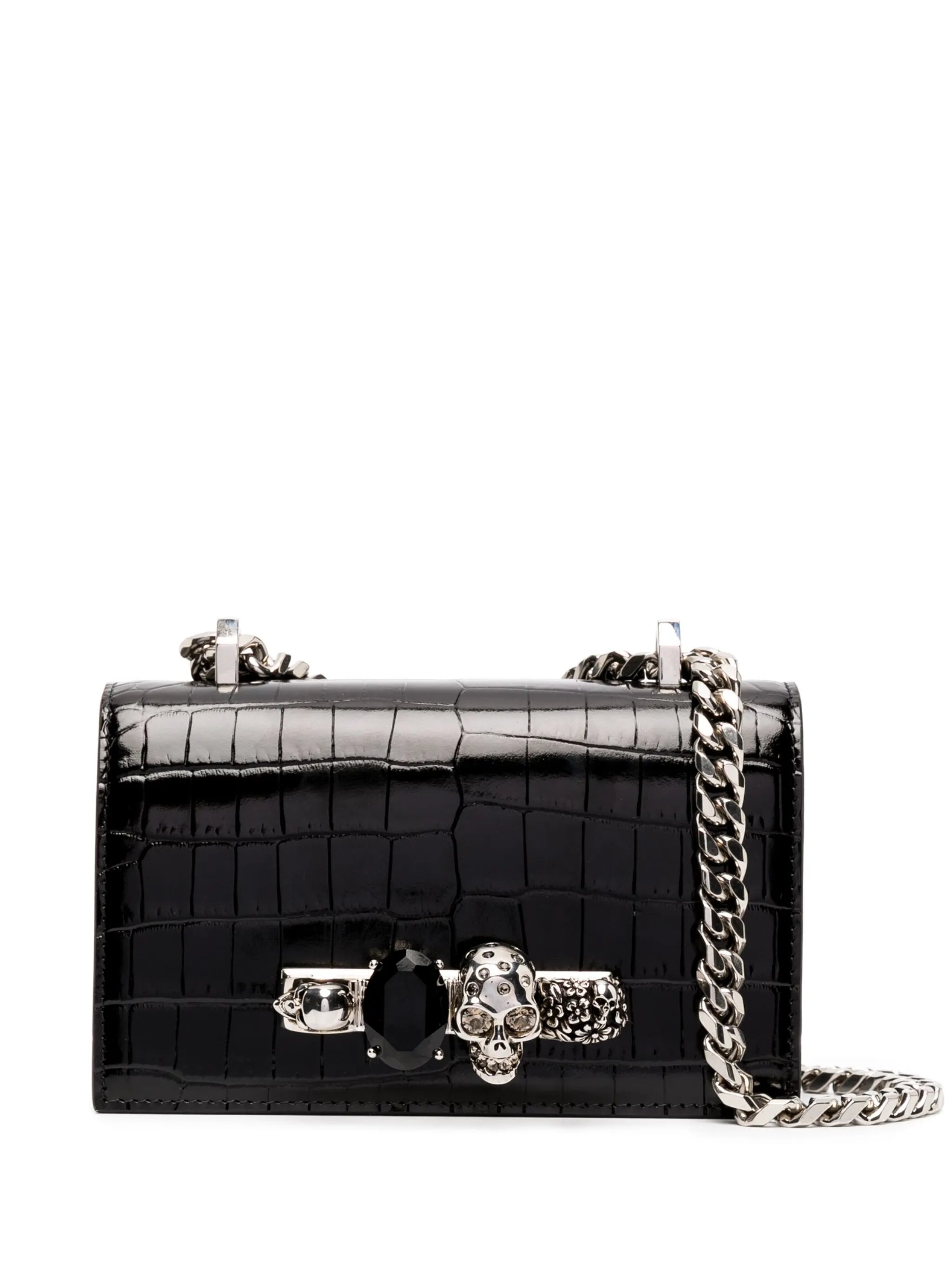 mini Jewelled crocodile-embossed shoulder bag