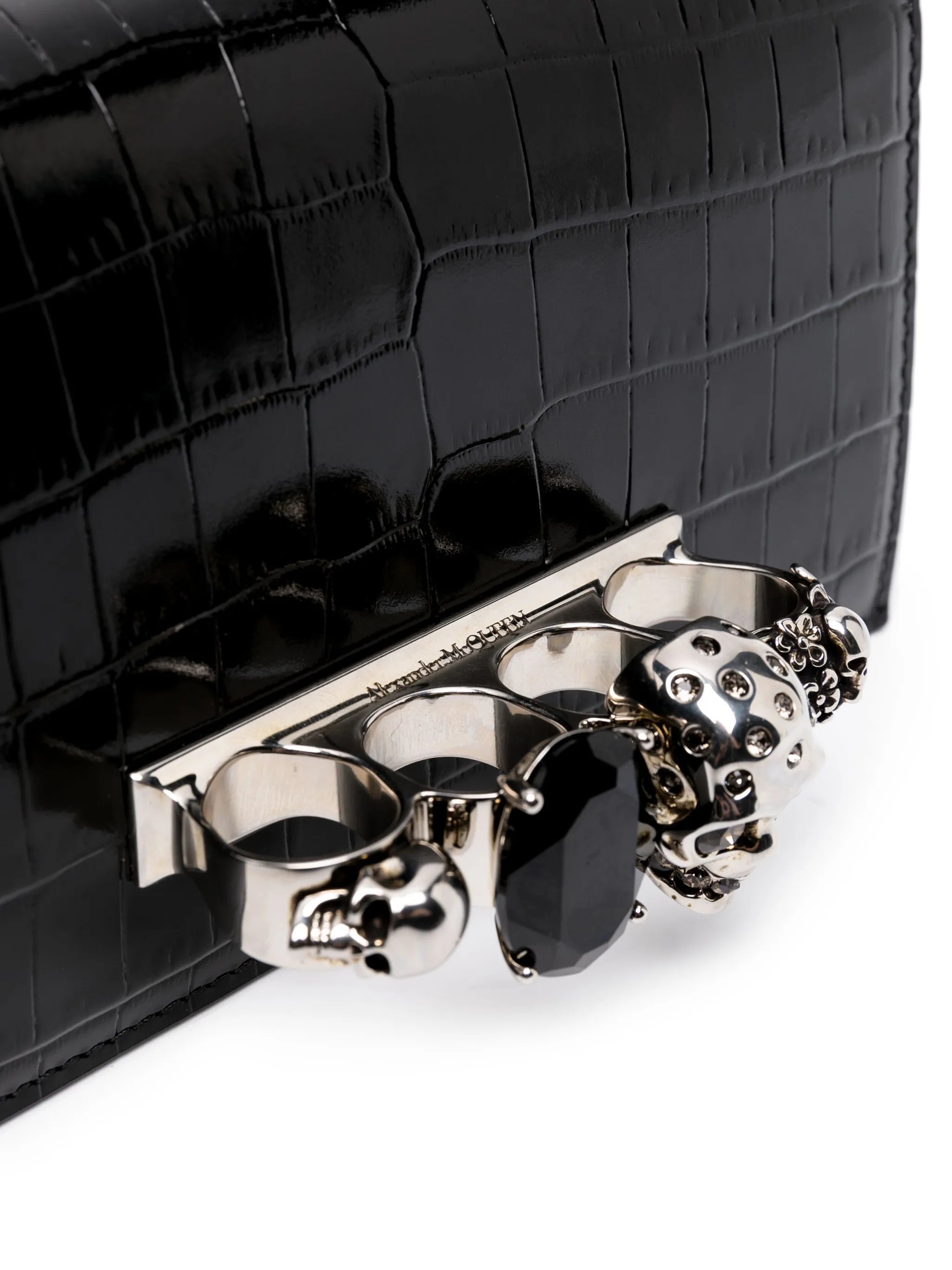 mini Jewelled crocodile-embossed shoulder bag