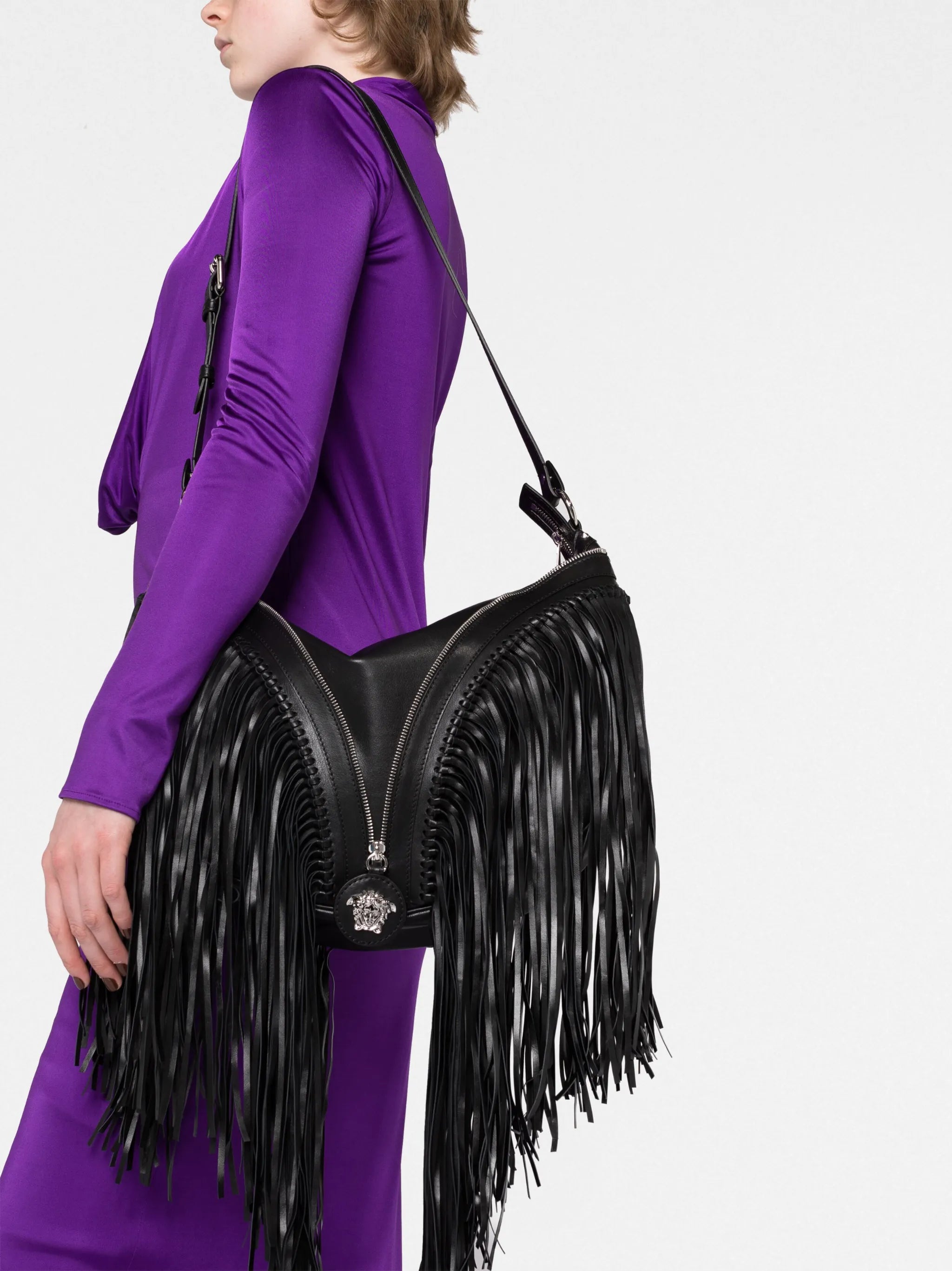 Repeat fringed shoulder bag
