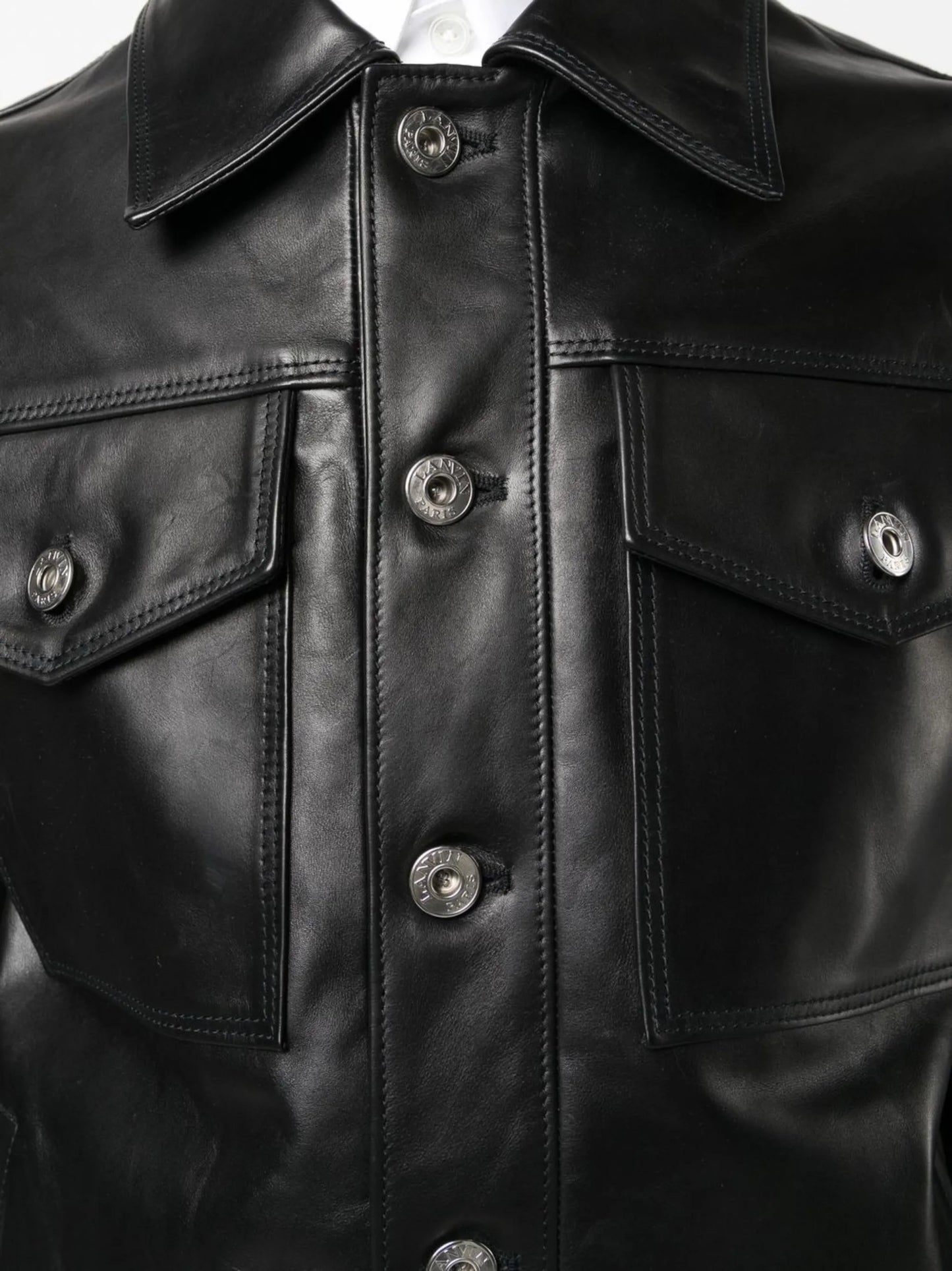 buttoned leather jacket