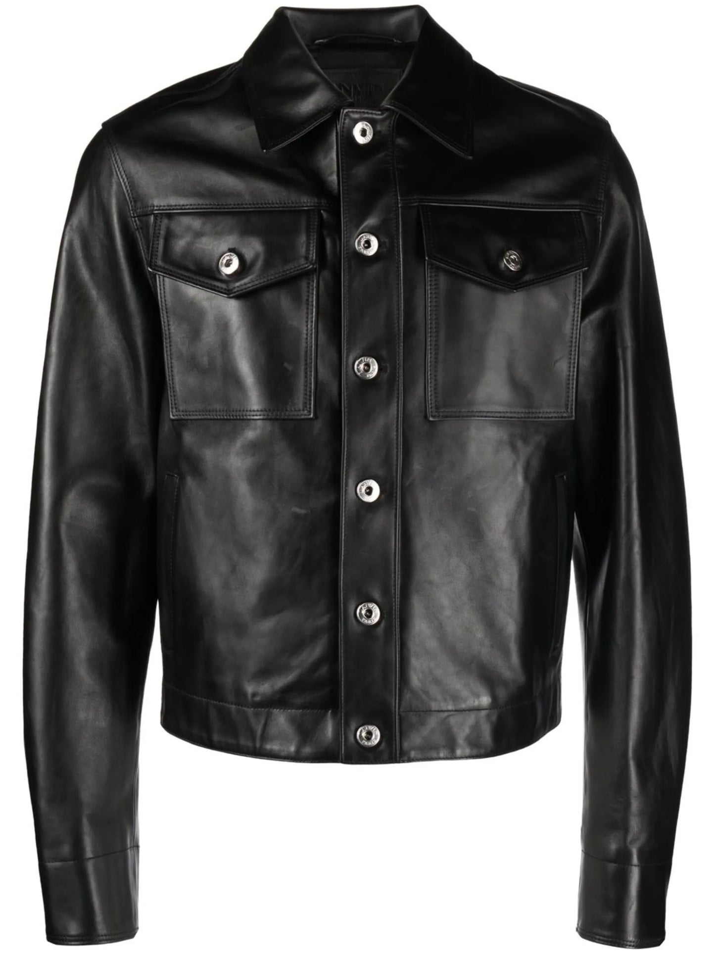 buttoned leather jacket