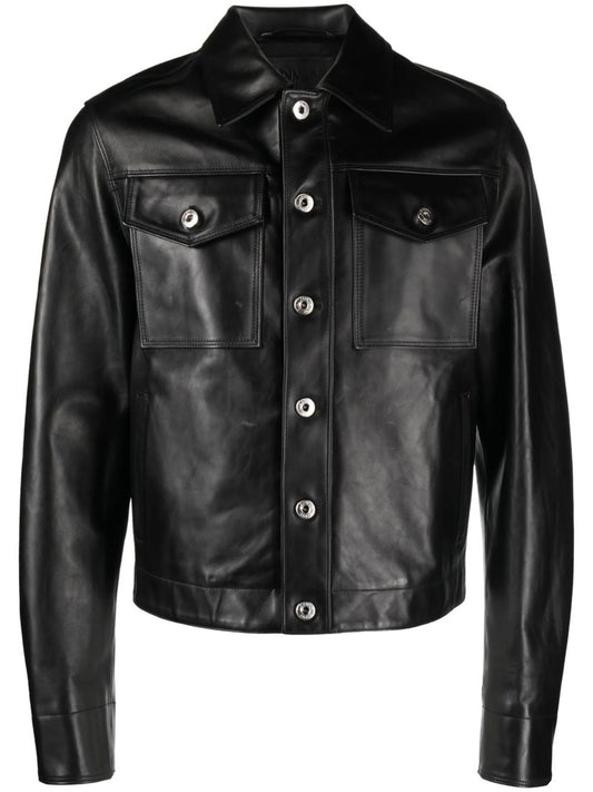 buttoned leather jacket