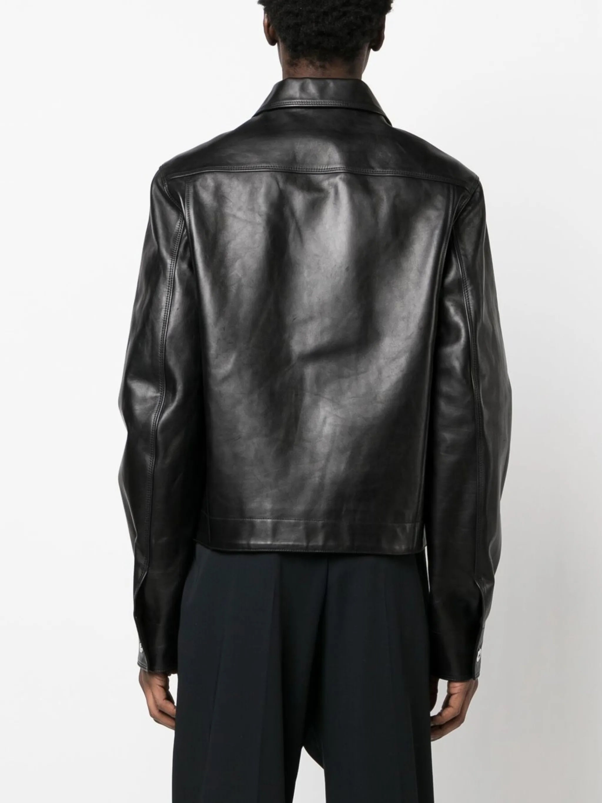 buttoned leather jacket