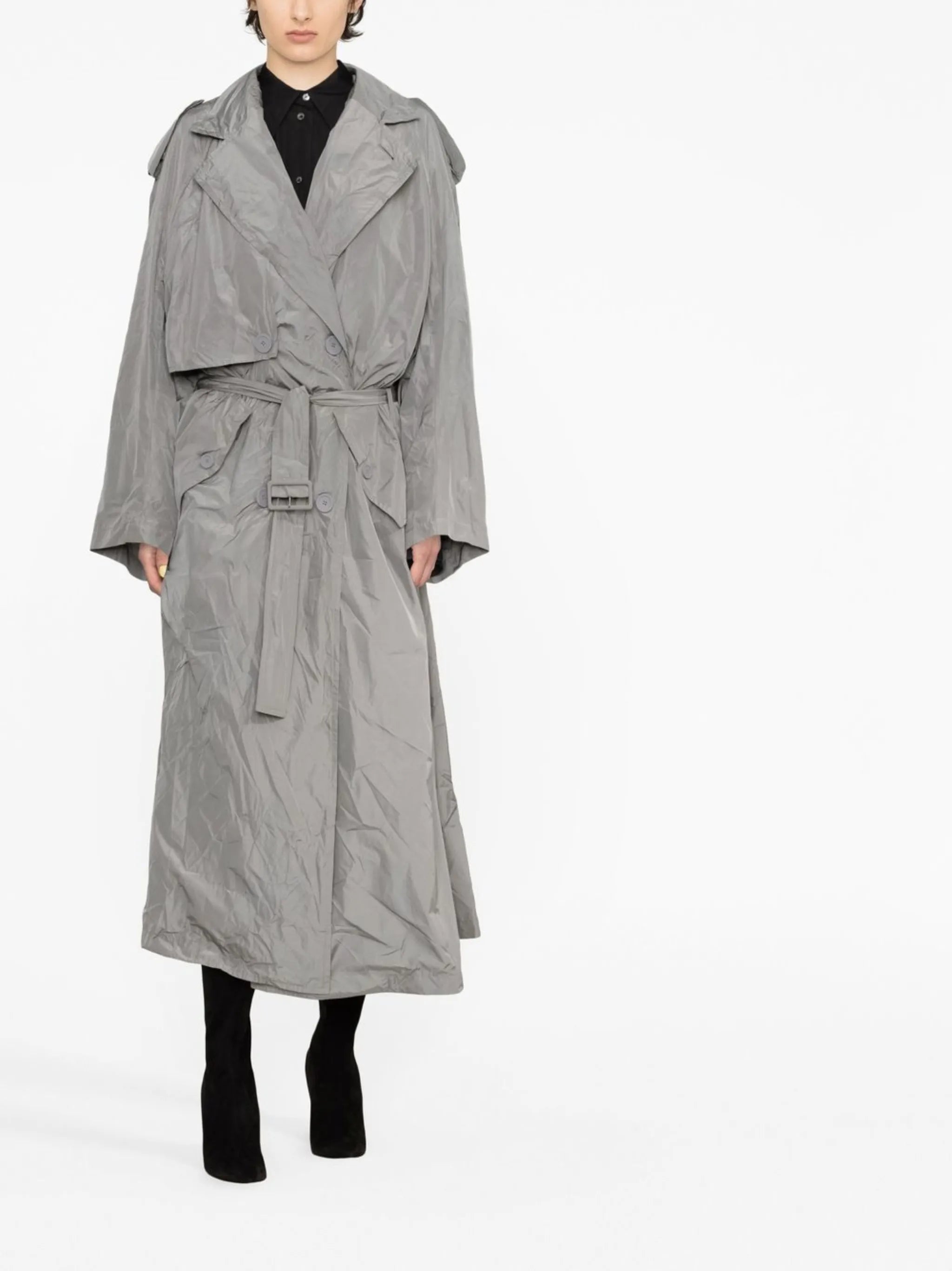 belted double-breasted trench coat