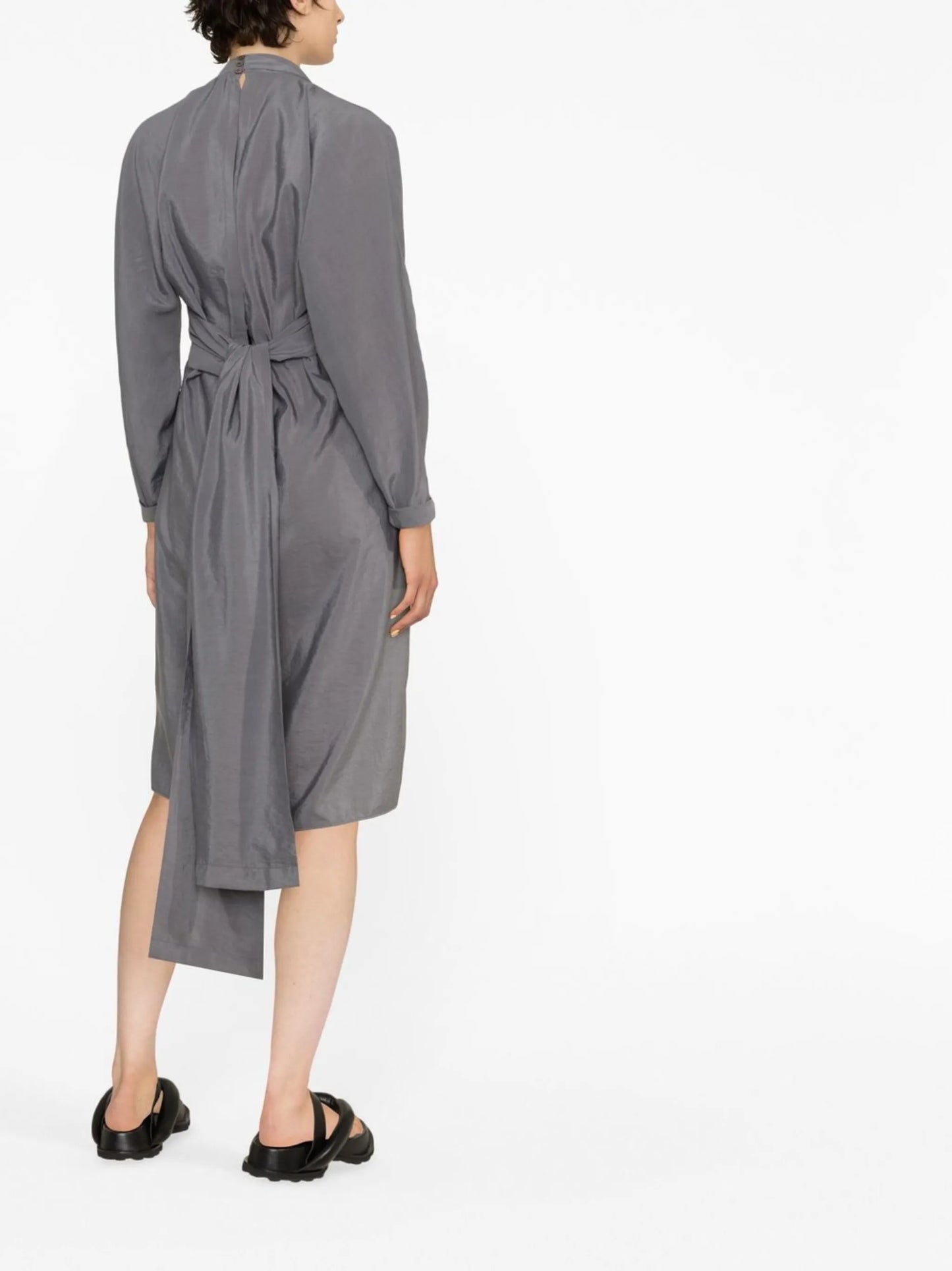 silk-blend wrap-around midi dress