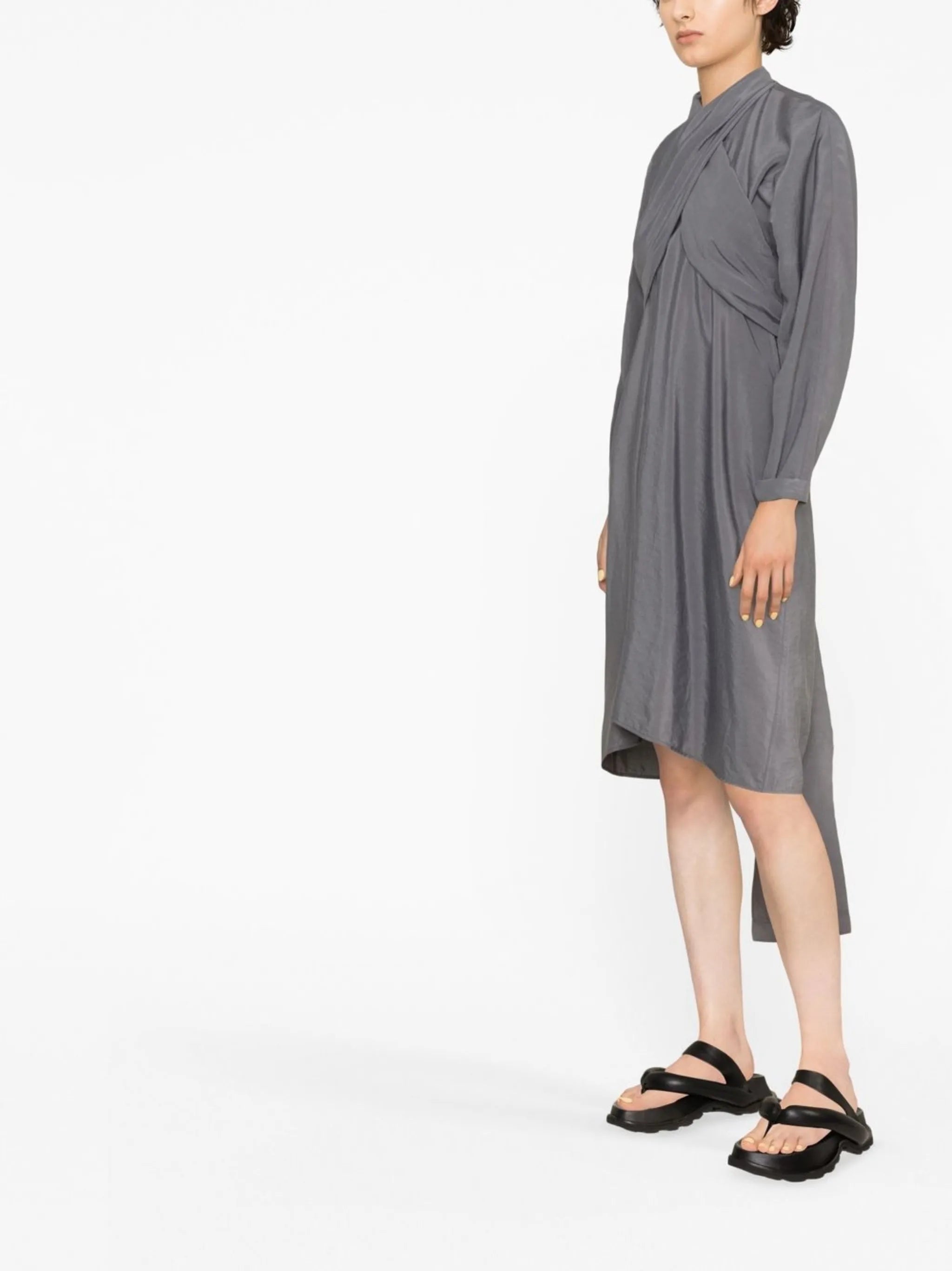 silk-blend wrap-around midi dress