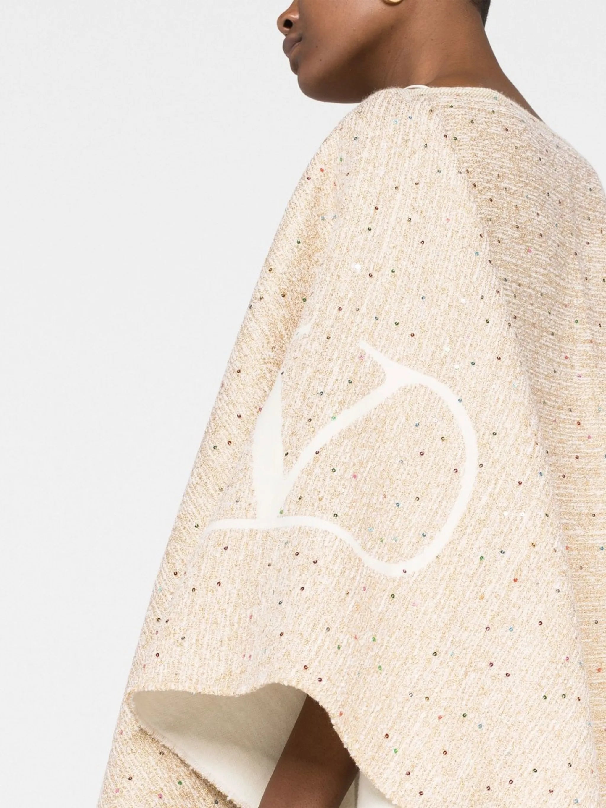 intarsia-knit sequin-embellished poncho