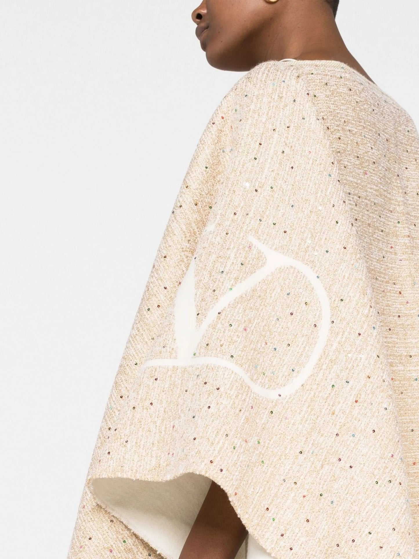 intarsia-knit sequin-embellished poncho