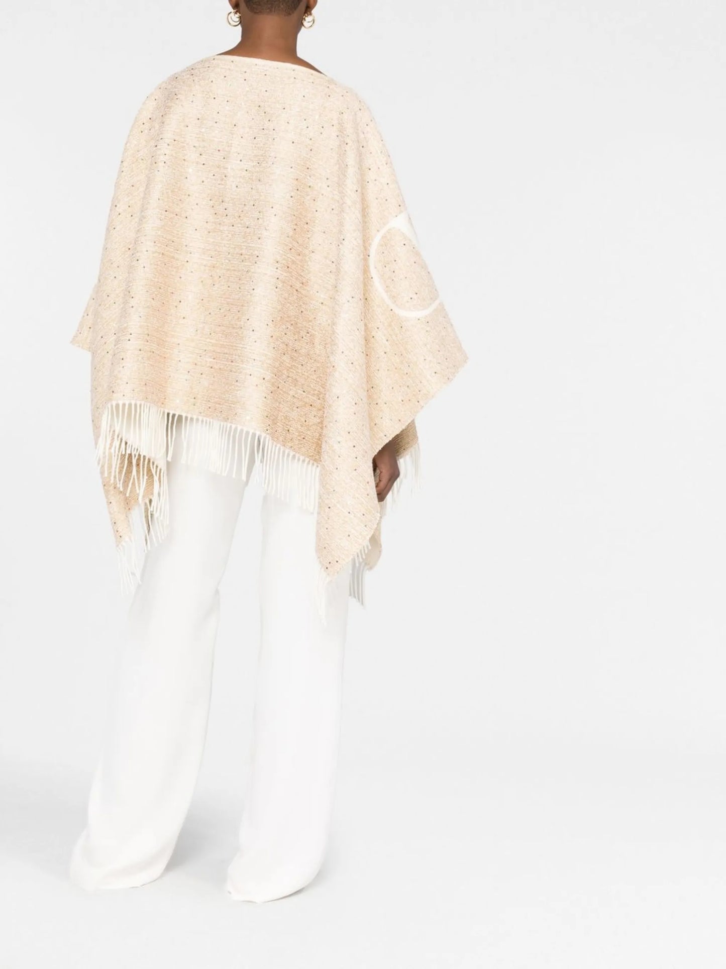 intarsia-knit sequin-embellished poncho