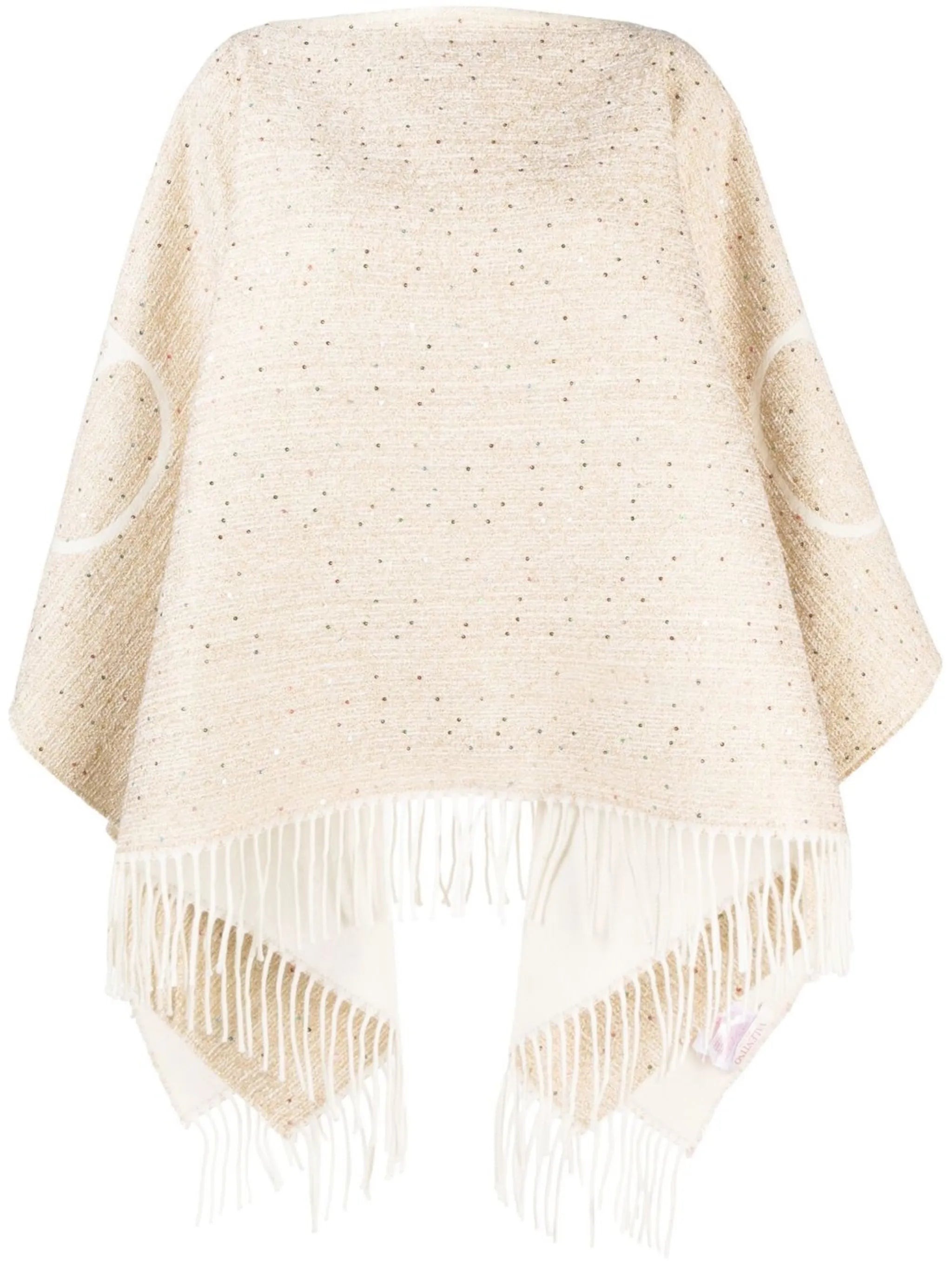 intarsia-knit sequin-embellished poncho