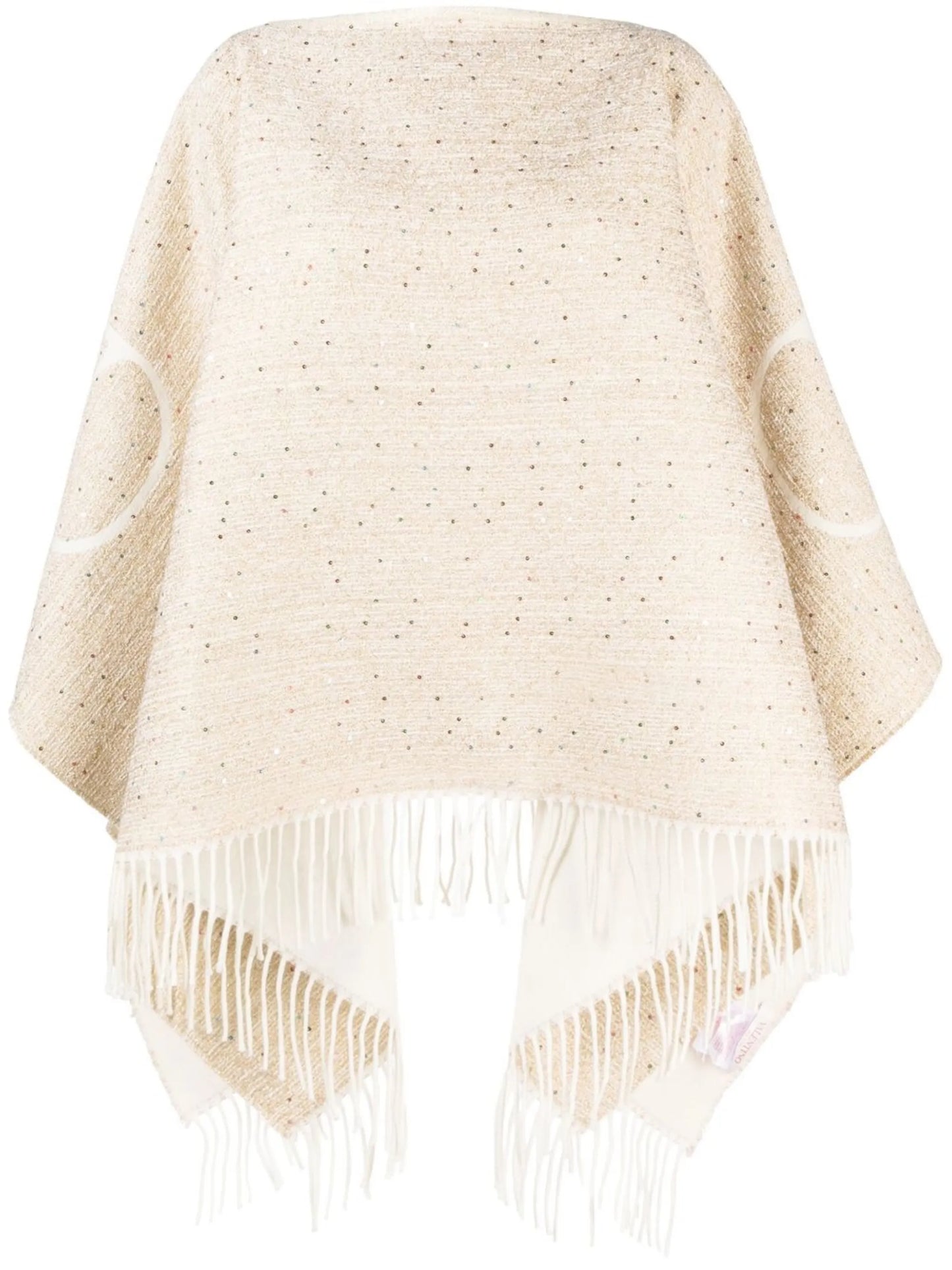 intarsia-knit sequin-embellished poncho
