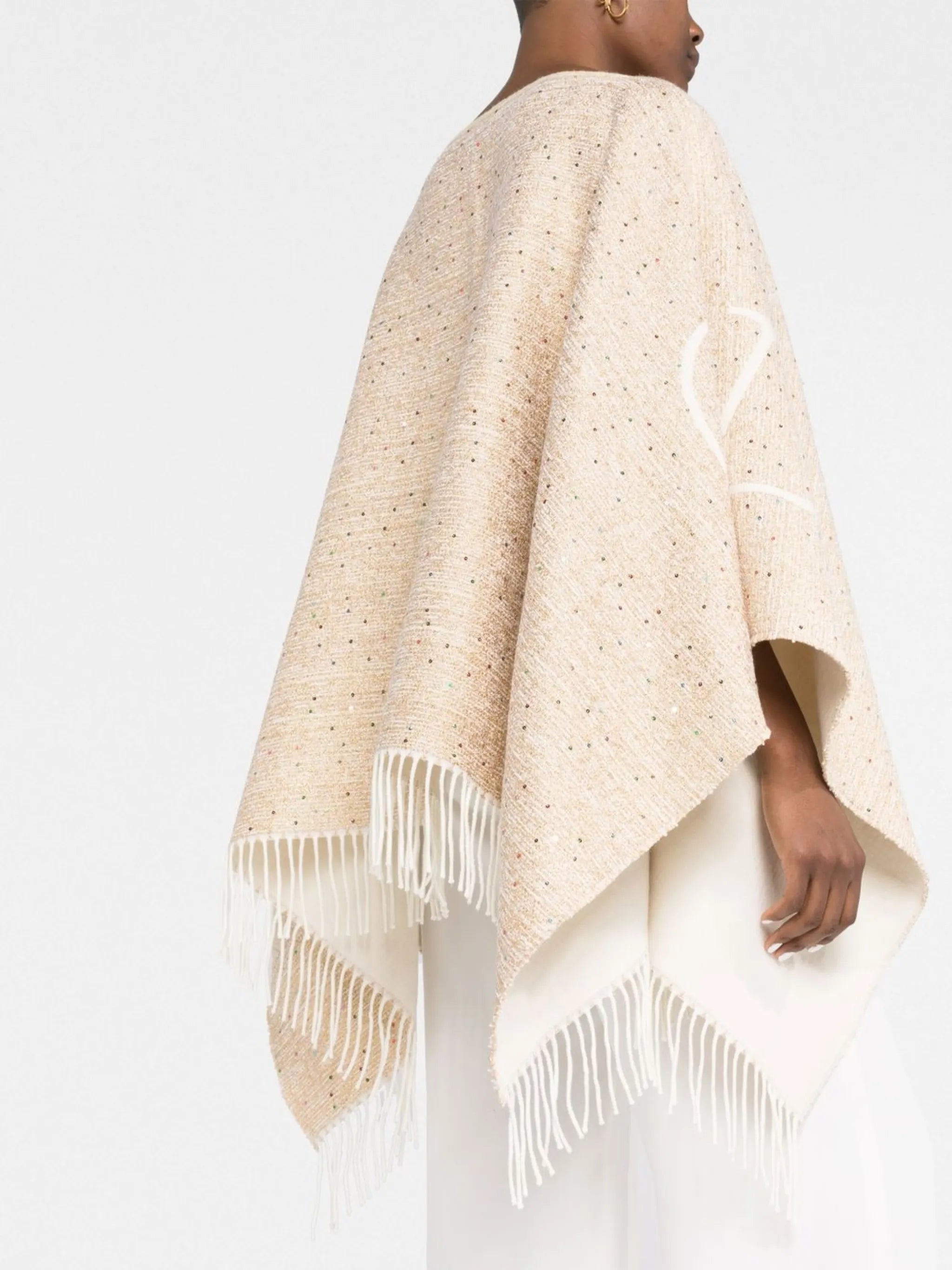 intarsia-knit sequin-embellished poncho