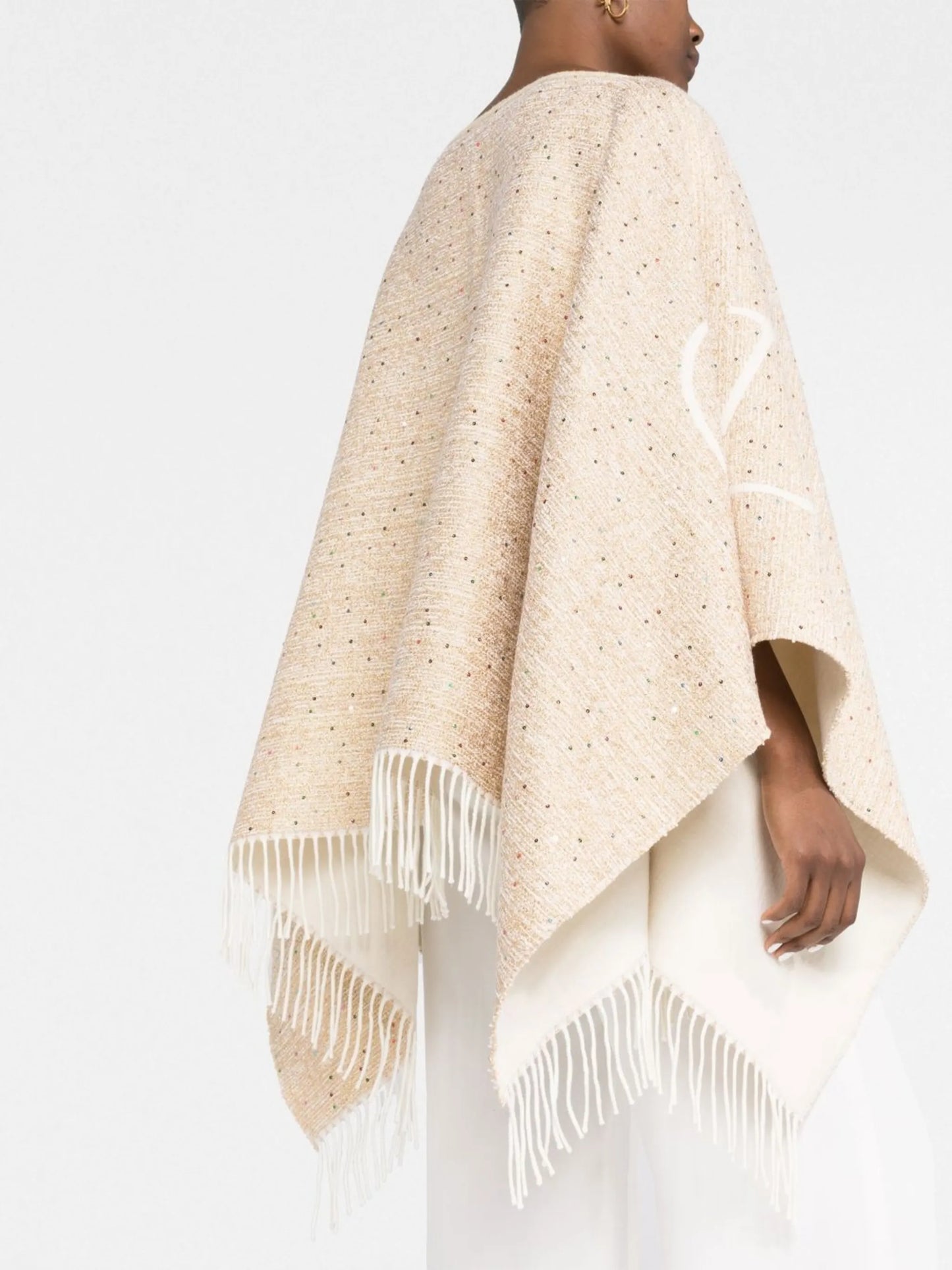 intarsia-knit sequin-embellished poncho