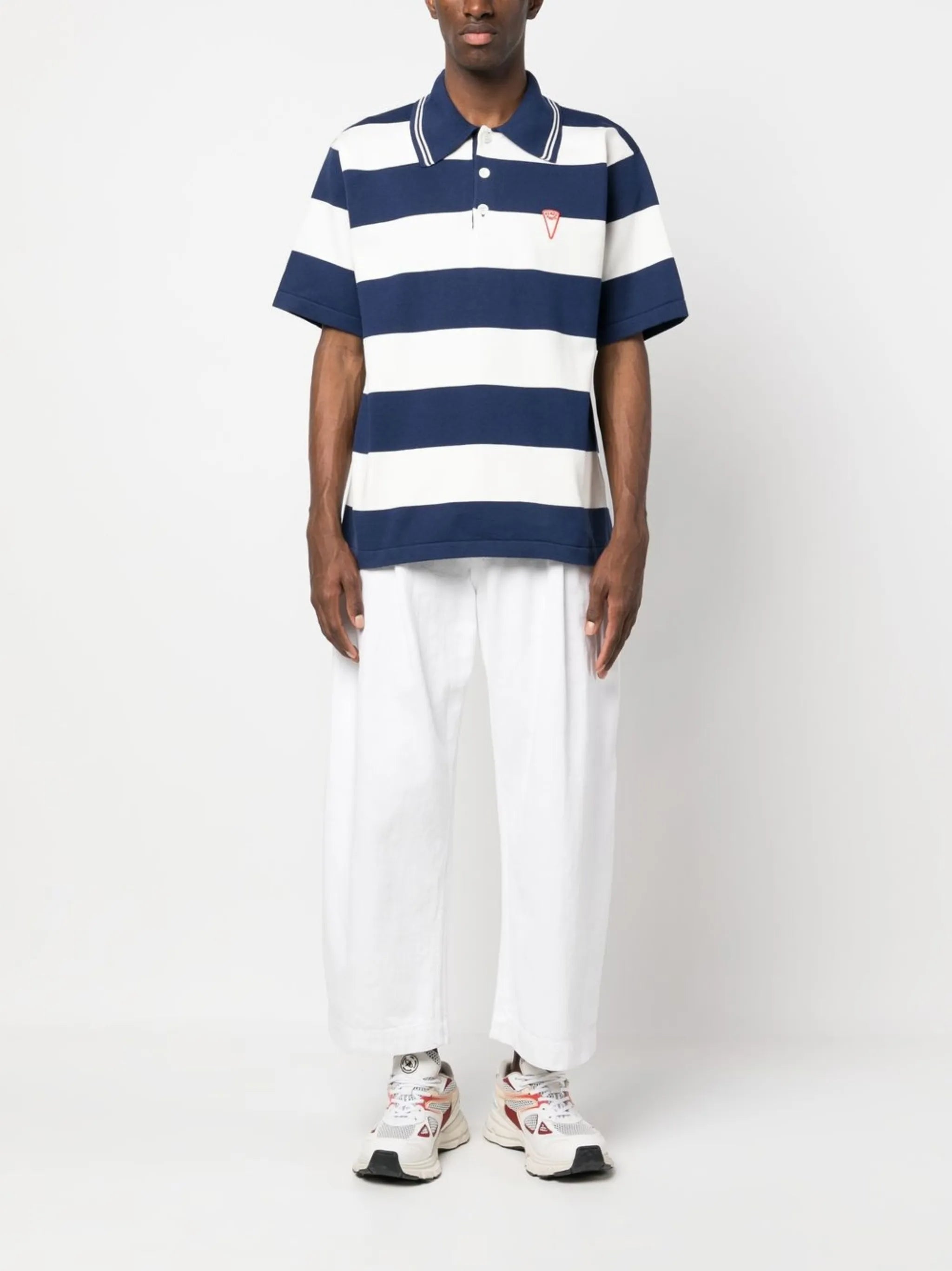 embroidered logo striped polo shirt