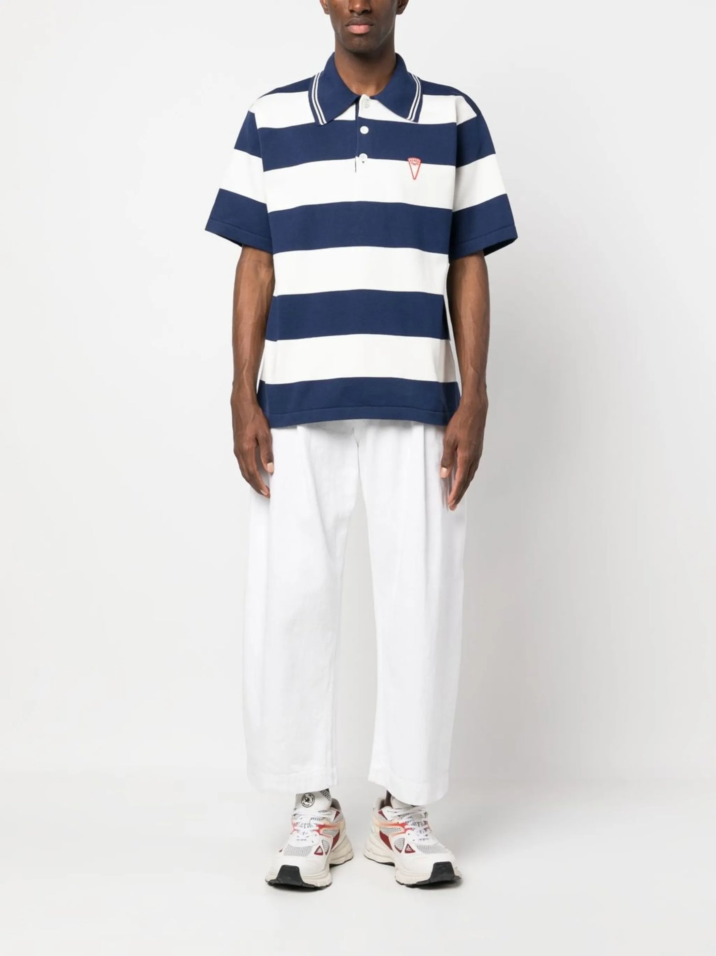 embroidered logo striped polo shirt