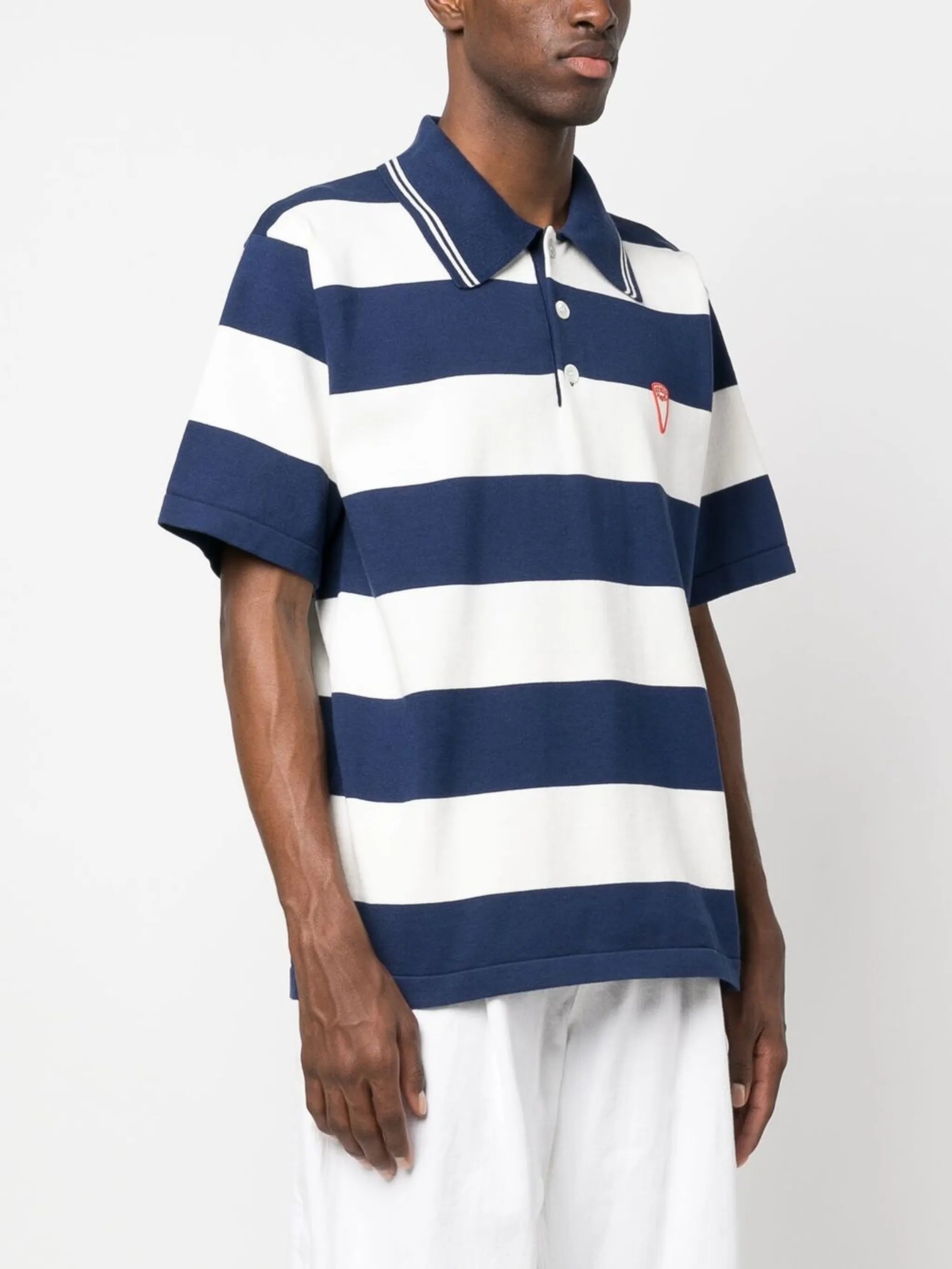 embroidered logo striped polo shirt