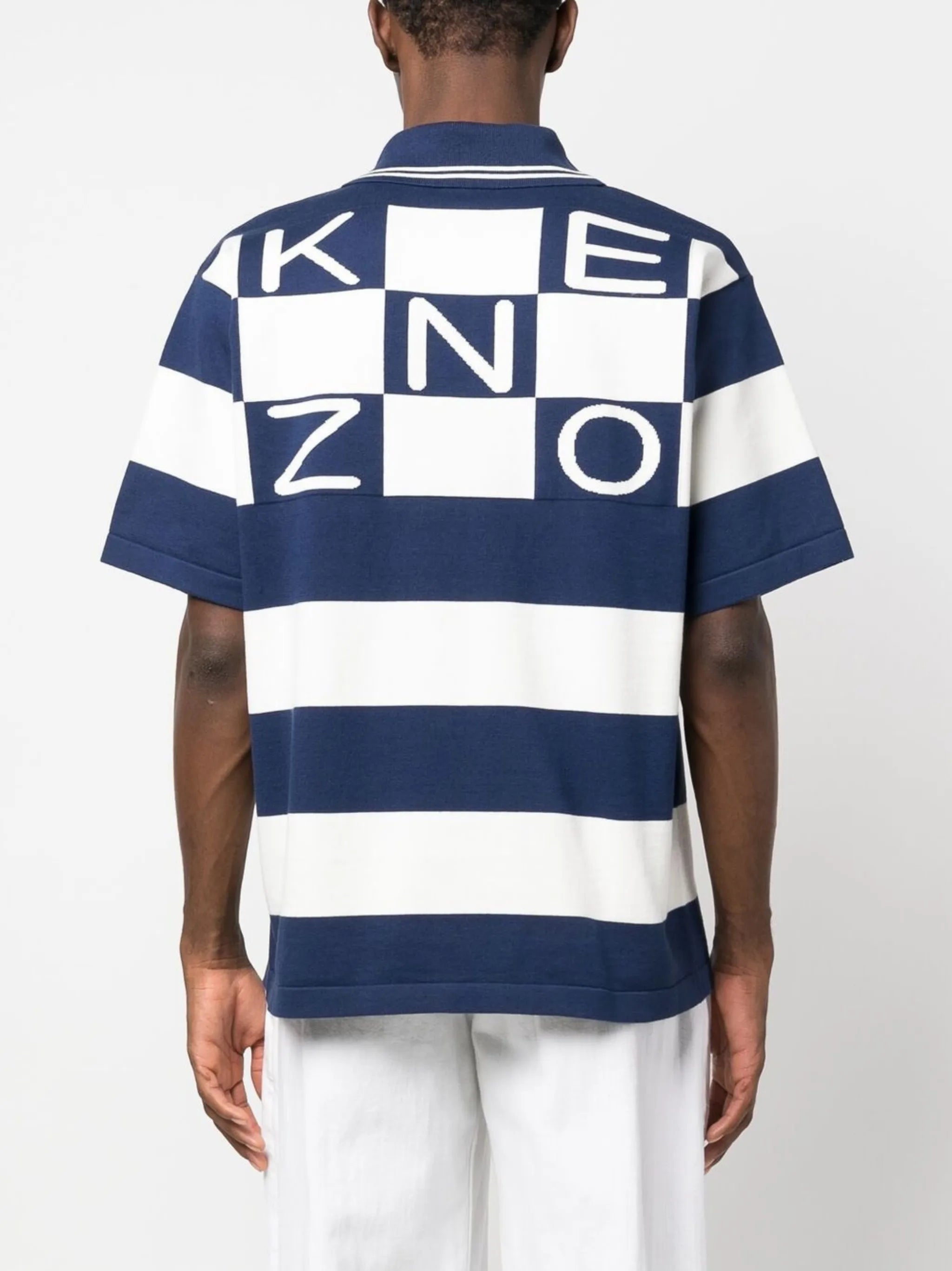embroidered logo striped polo shirt