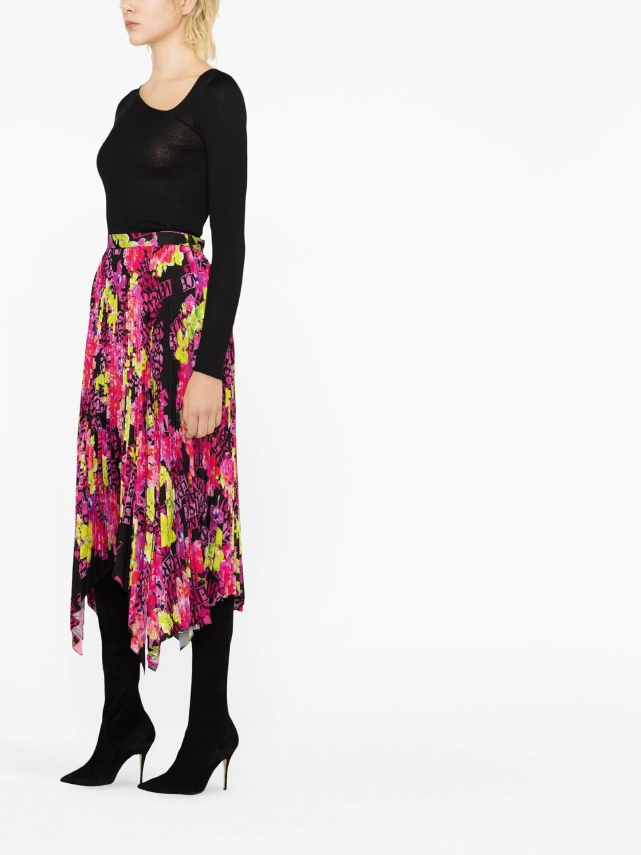 floral-print pleated skirt