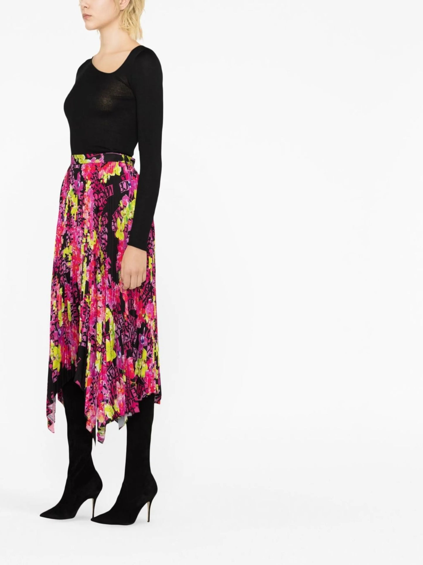 floral-print pleated skirt
