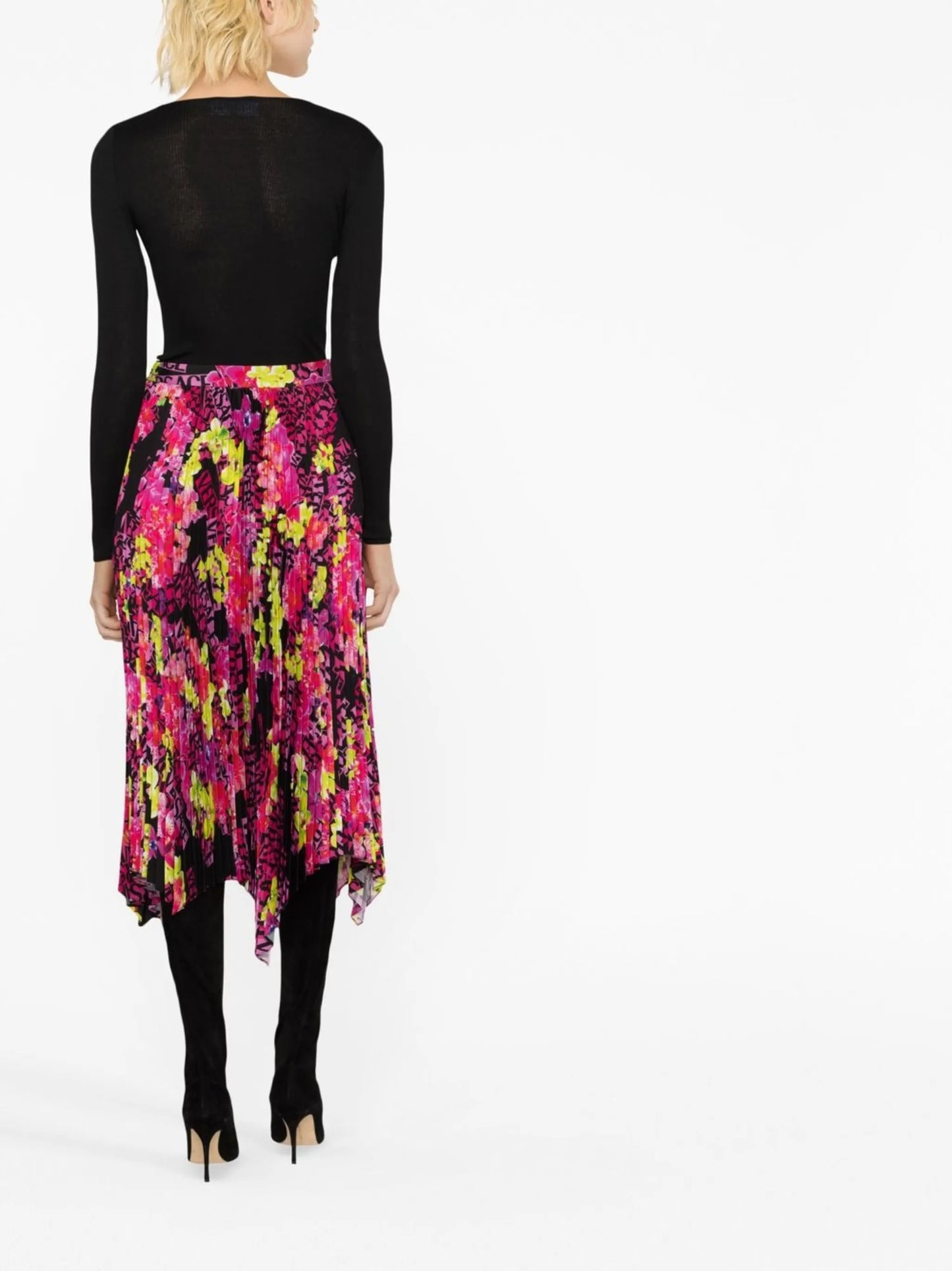 floral-print pleated skirt